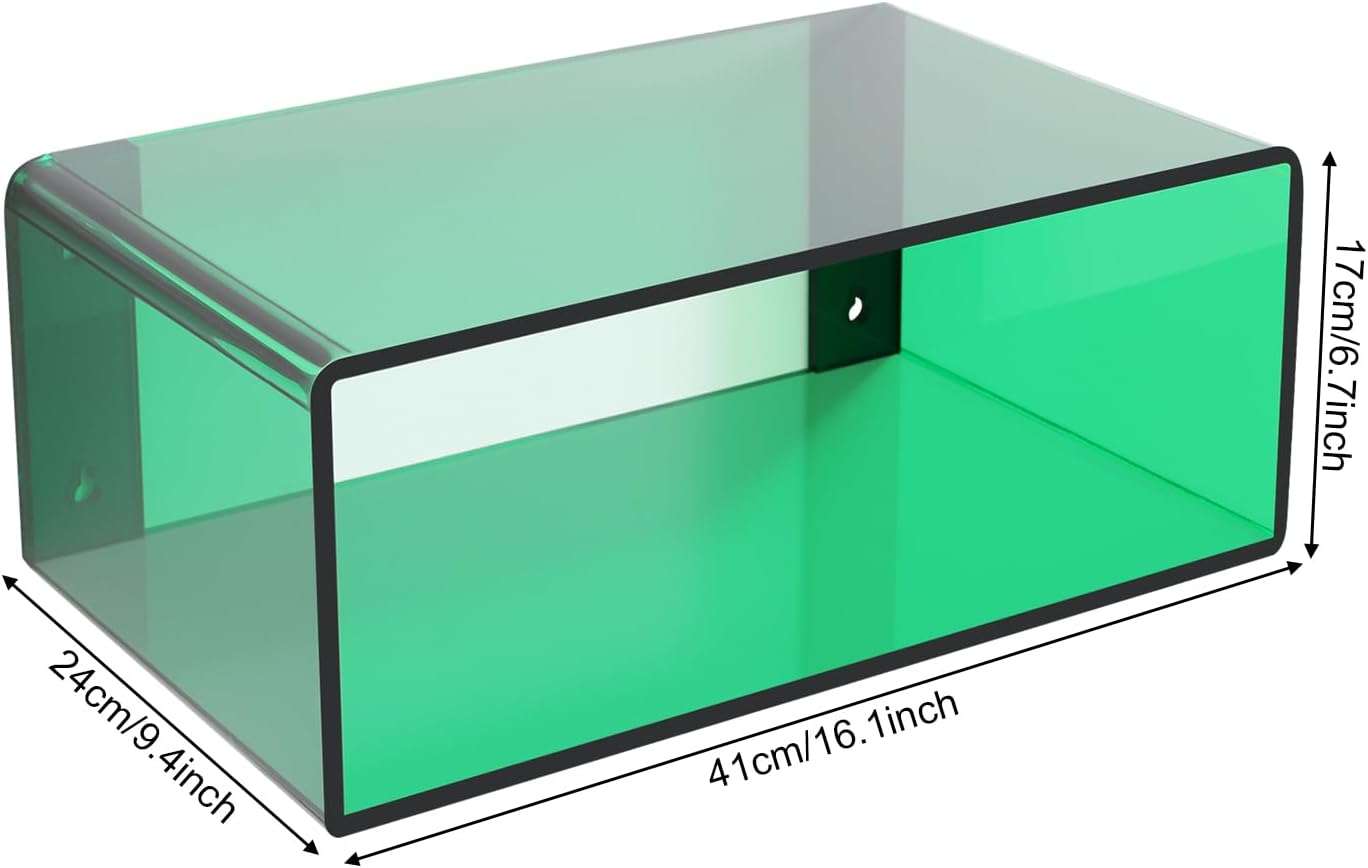 Green Wall Mounted Acrylic Floating Nightstand