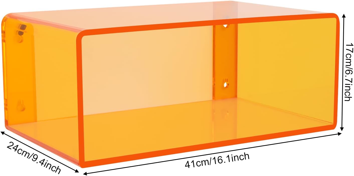 Orange Acrylic Floating Wall Nightstand