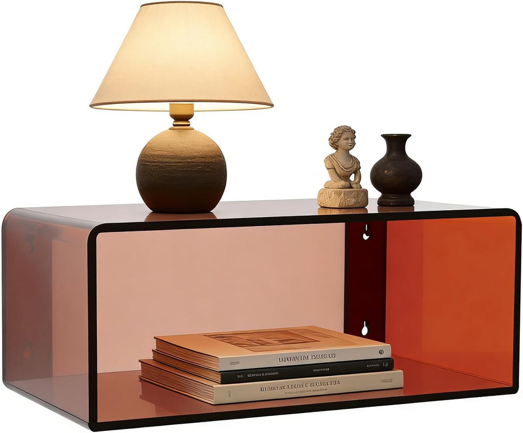 Brown Wall Mounted Acrylic Floating Nightstand