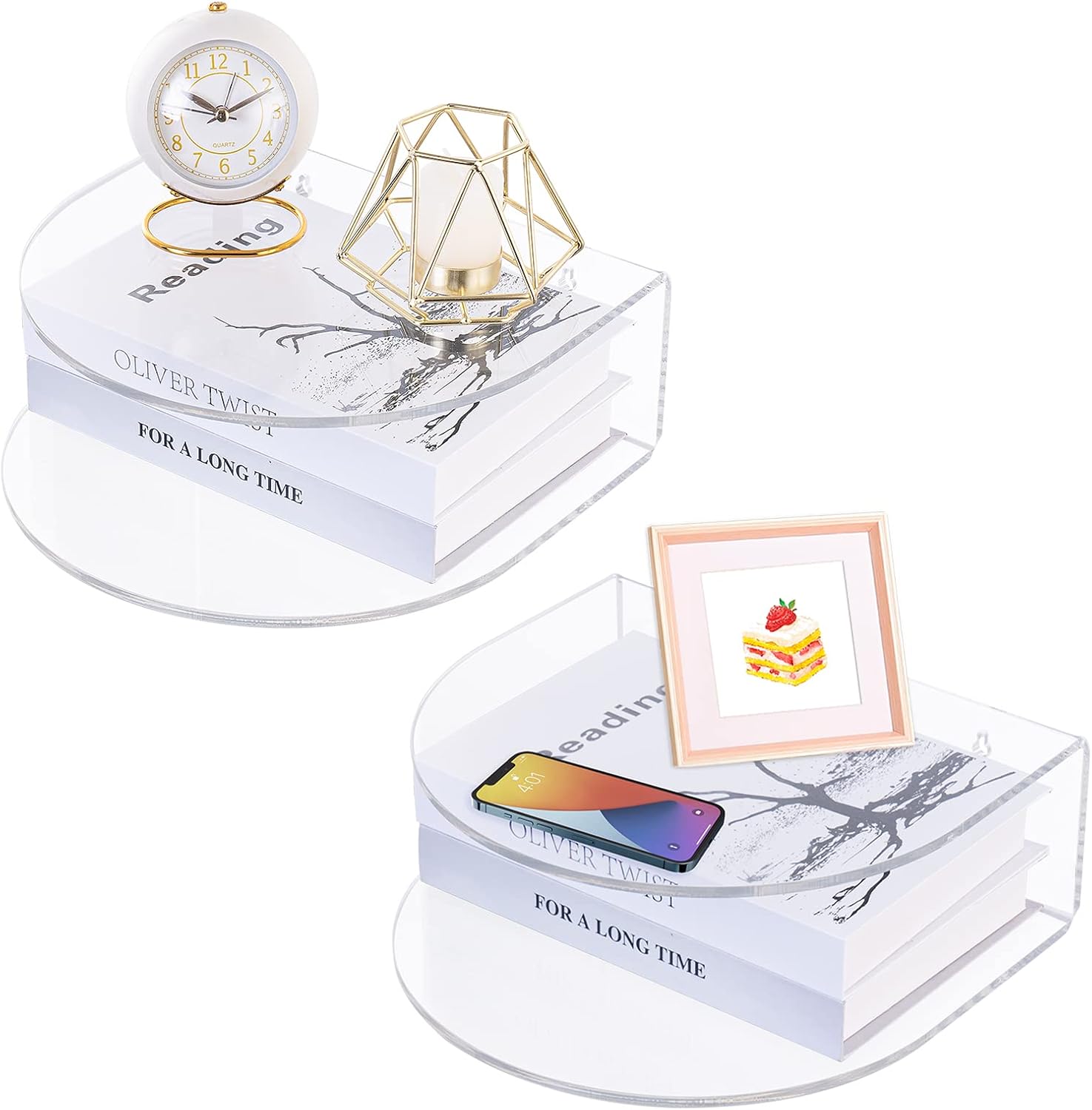 Clear Set of 2 Acrylic Floating Nightstands