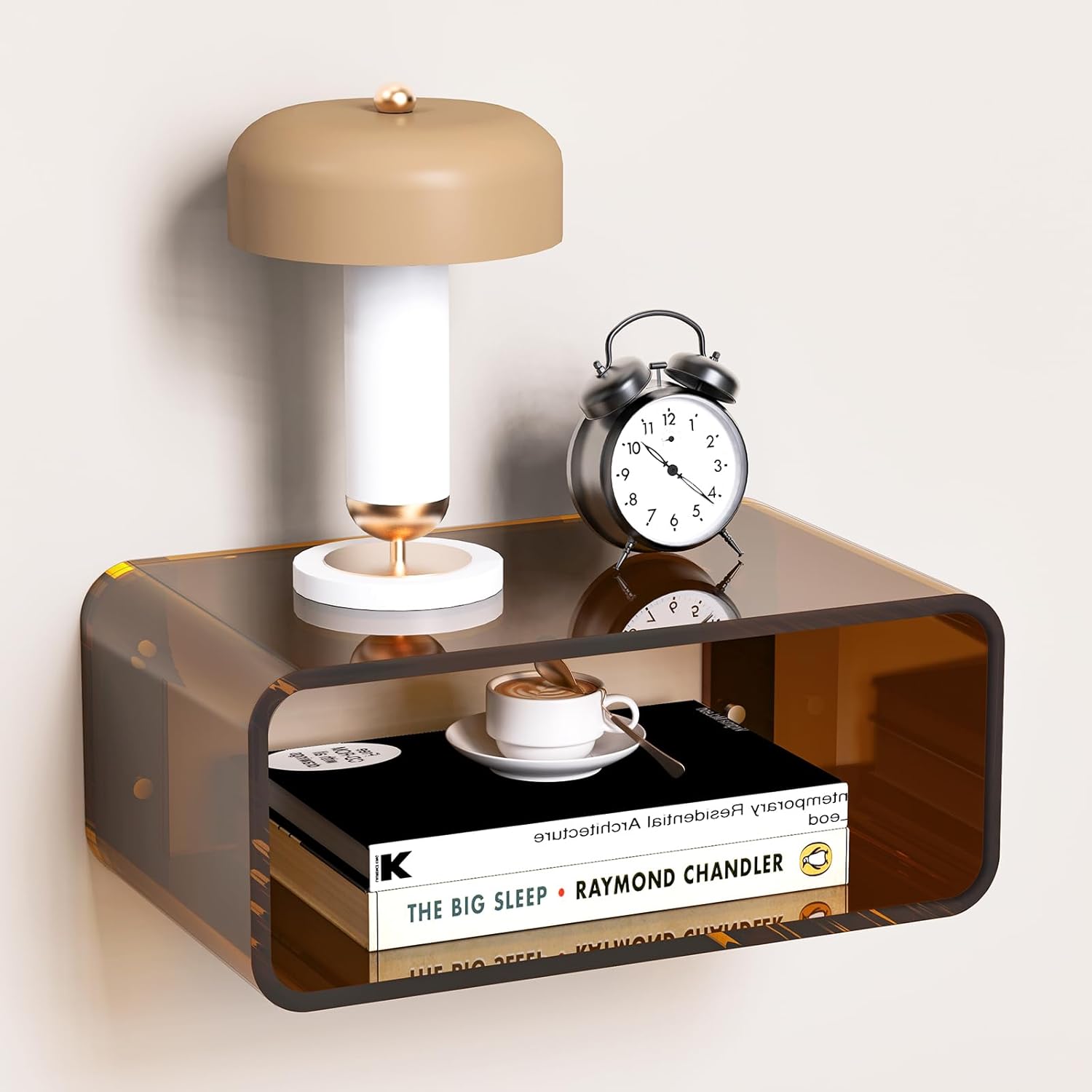 Dark Brown Small Wall Mounted Acrylic Floating Nightstand