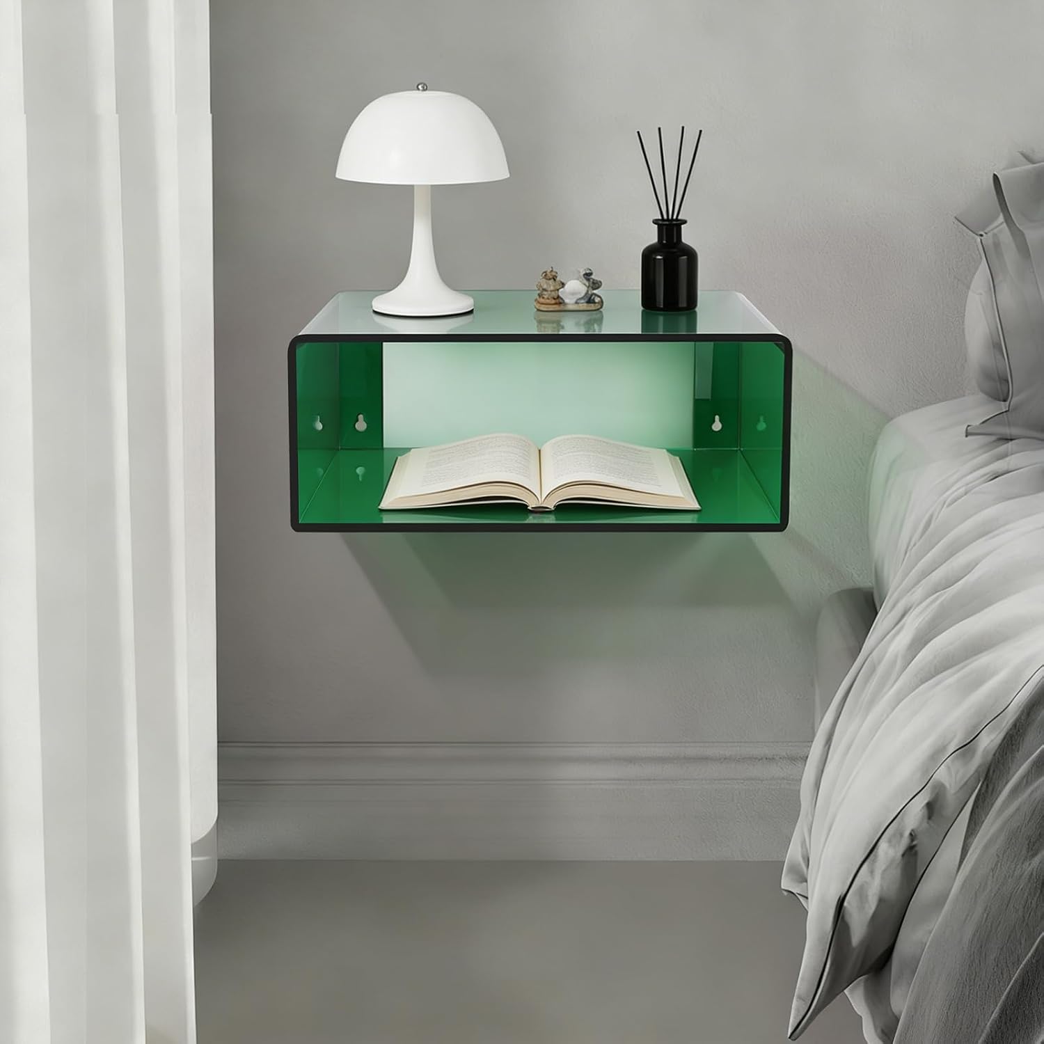 Green Clear Acrylic Floating Nightstand