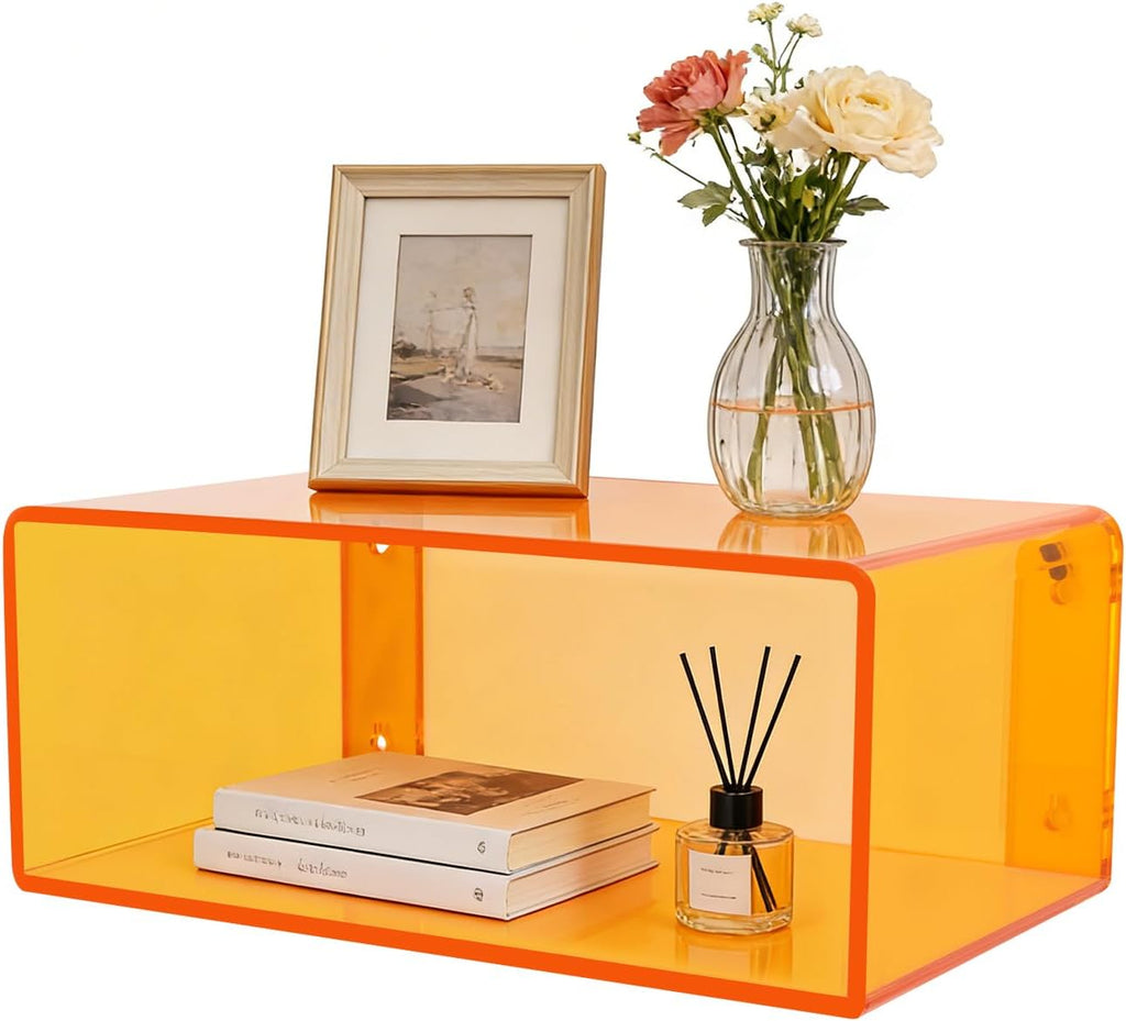 Orange Acrylic Floating Wall Nightstand