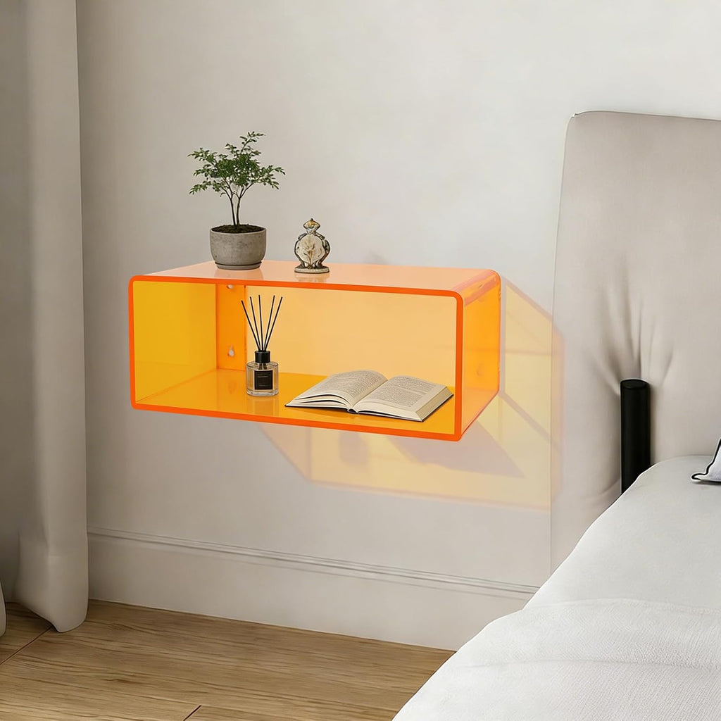 Orange Acrylic Floating Wall Nightstand