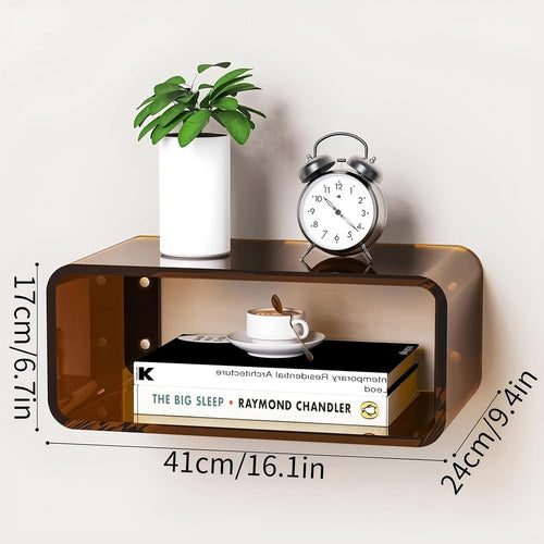 Brown Wall Mounted Acrylic Floating Nightstand