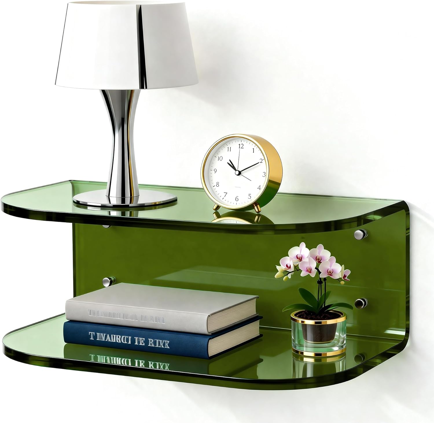Green Wall Mounted Acrylic Floating Nightstand