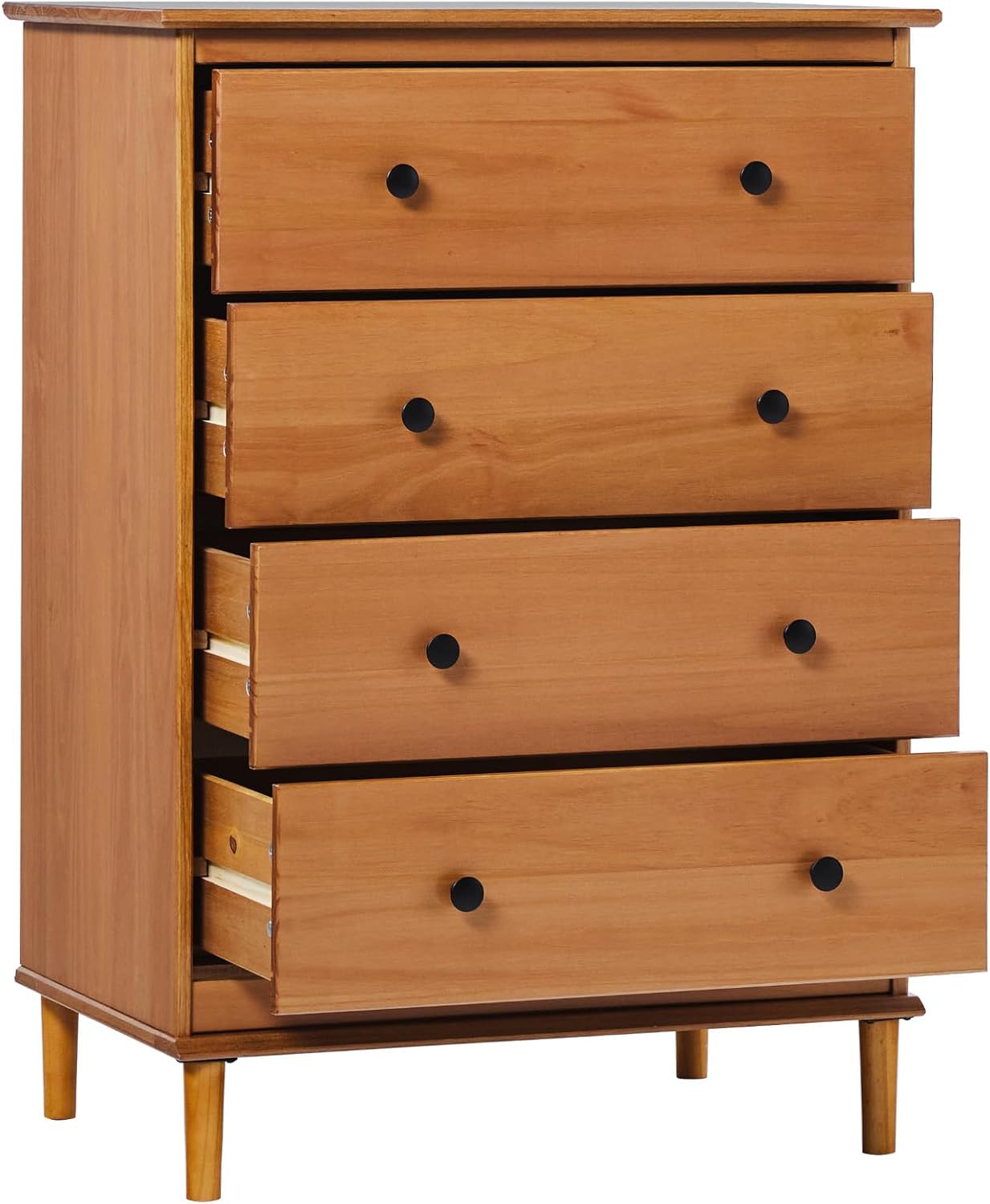 Caramel Solid Wood 4 Drawer Tall Dresser