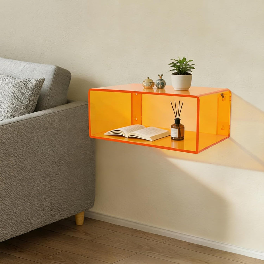 Orange Acrylic Floating Wall Nightstand