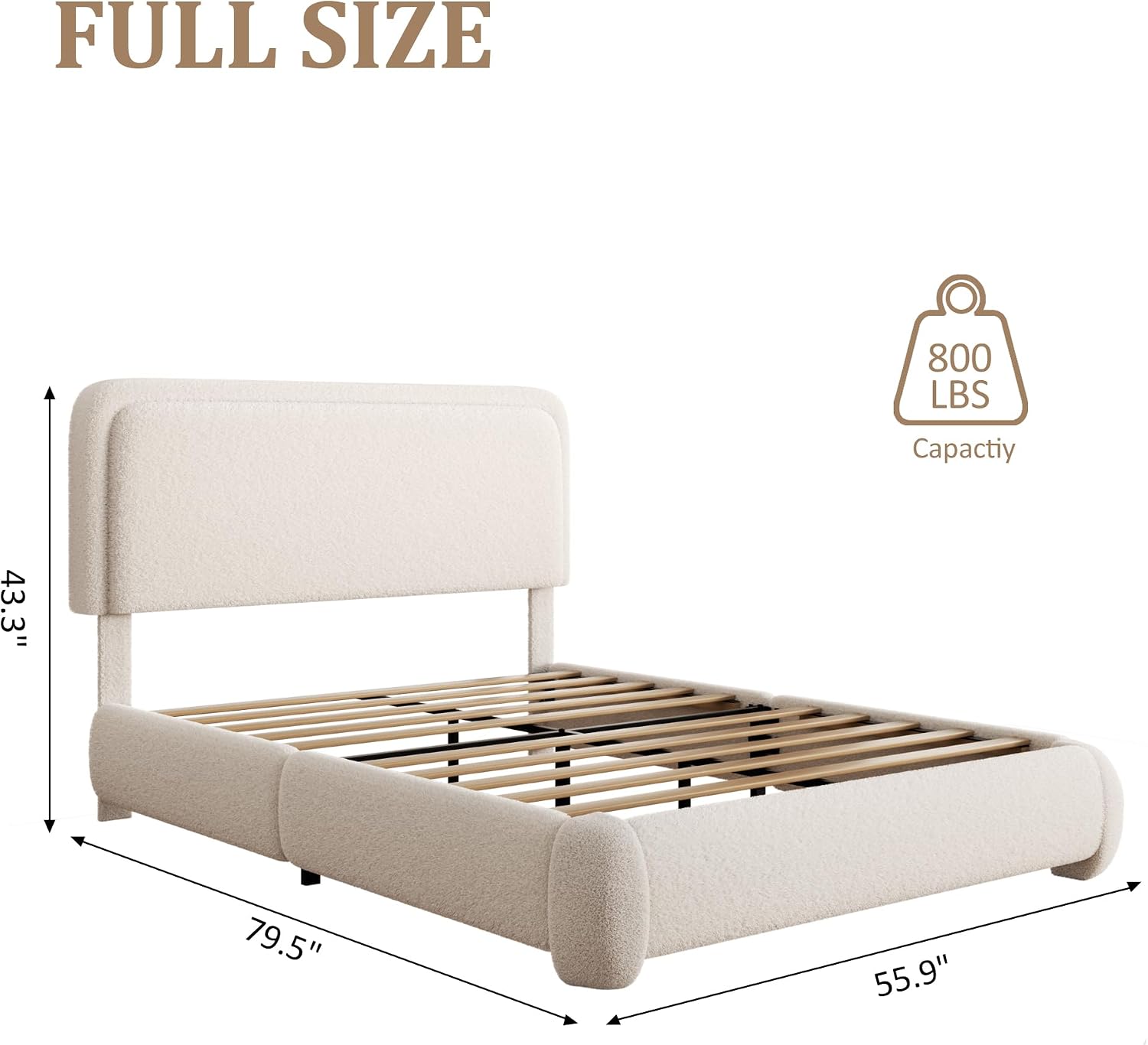 Boucle Platform Bed Adjustable Headboard