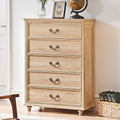 Natural Oak Farmhouse 5 Drawer Dresser