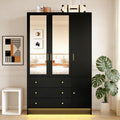 Black Mirrored Wardrobe Drawers LED