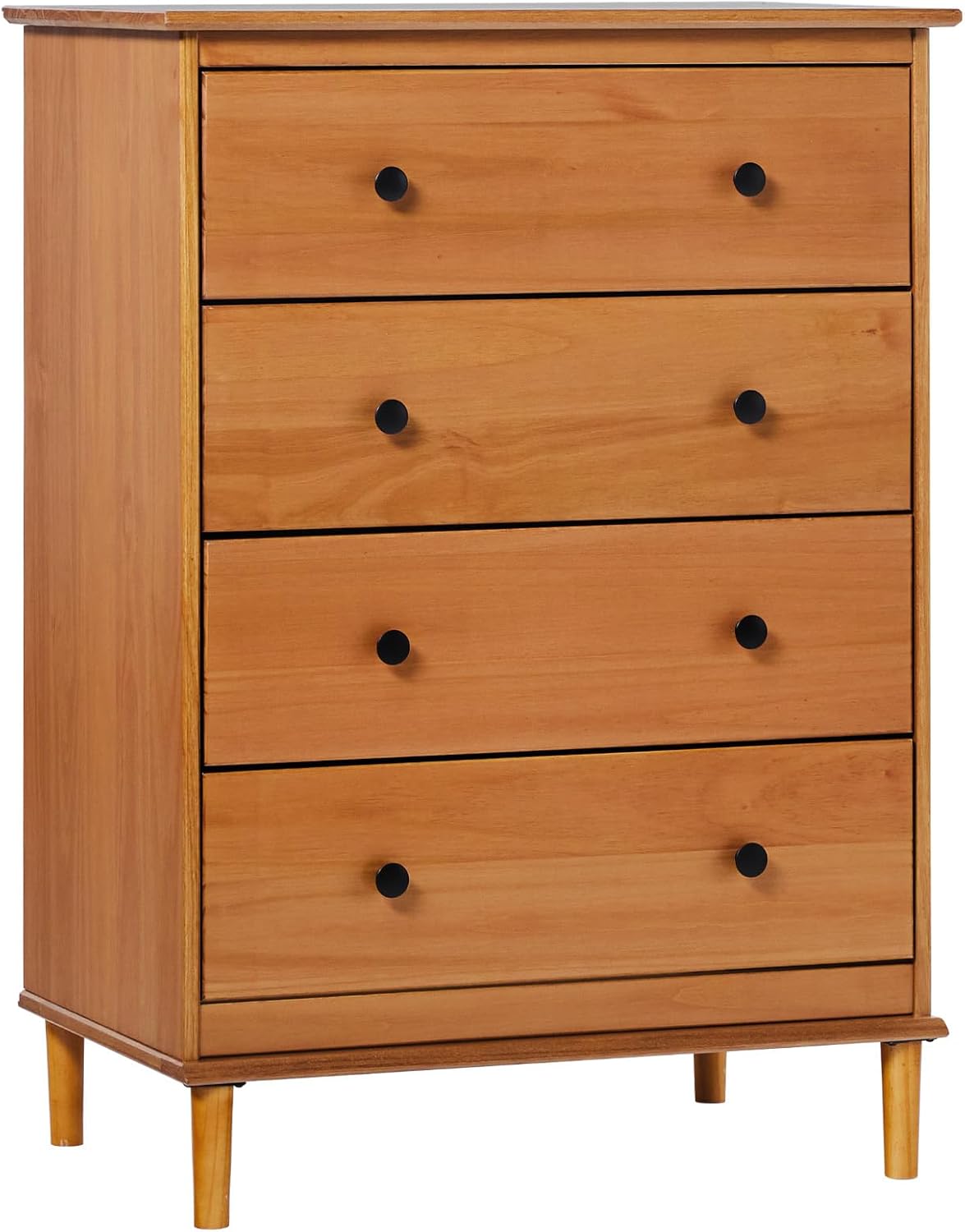 Caramel Solid Wood 4 Drawer Tall Dresser