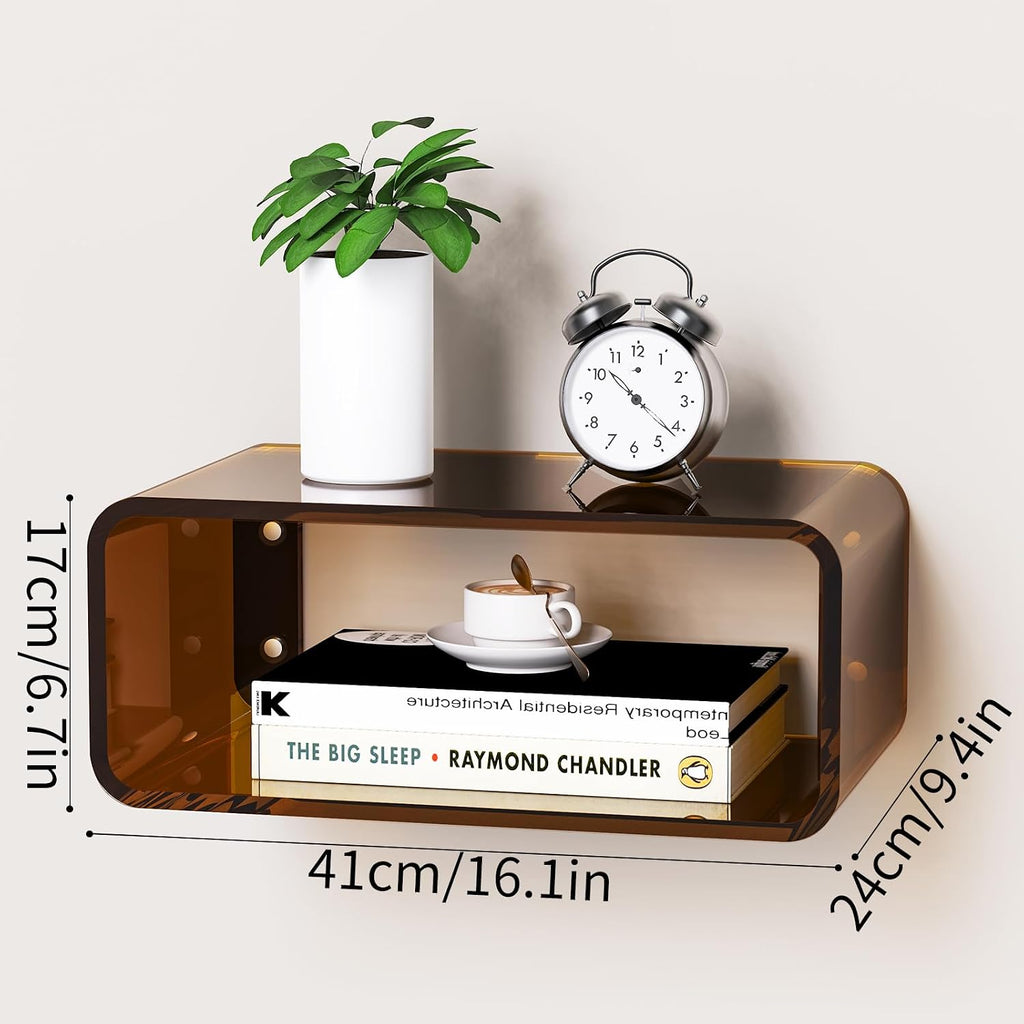 Dark Brown Small Wall Mounted Acrylic Floating Nightstand