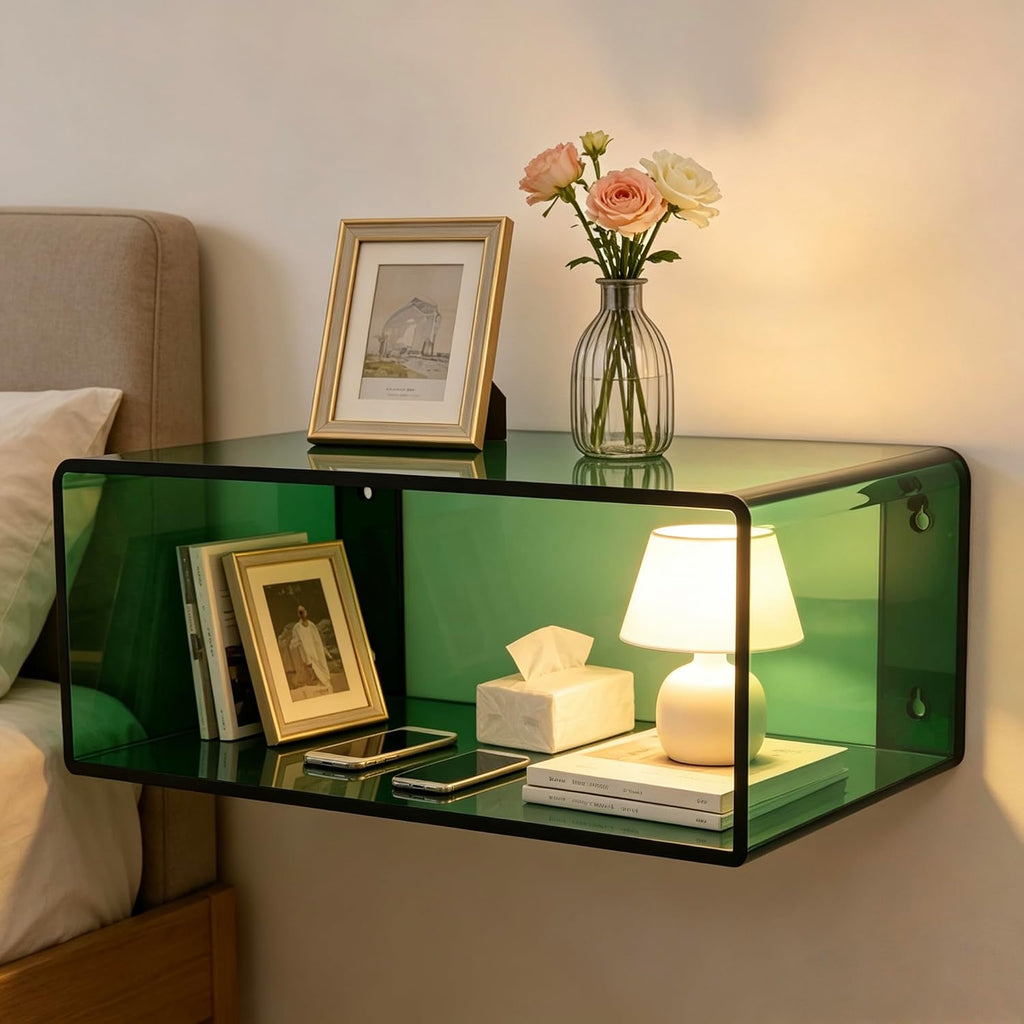 Green Clear Acrylic Floating Nightstand