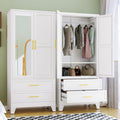 White Metal Wardrobe Mirror Drawers