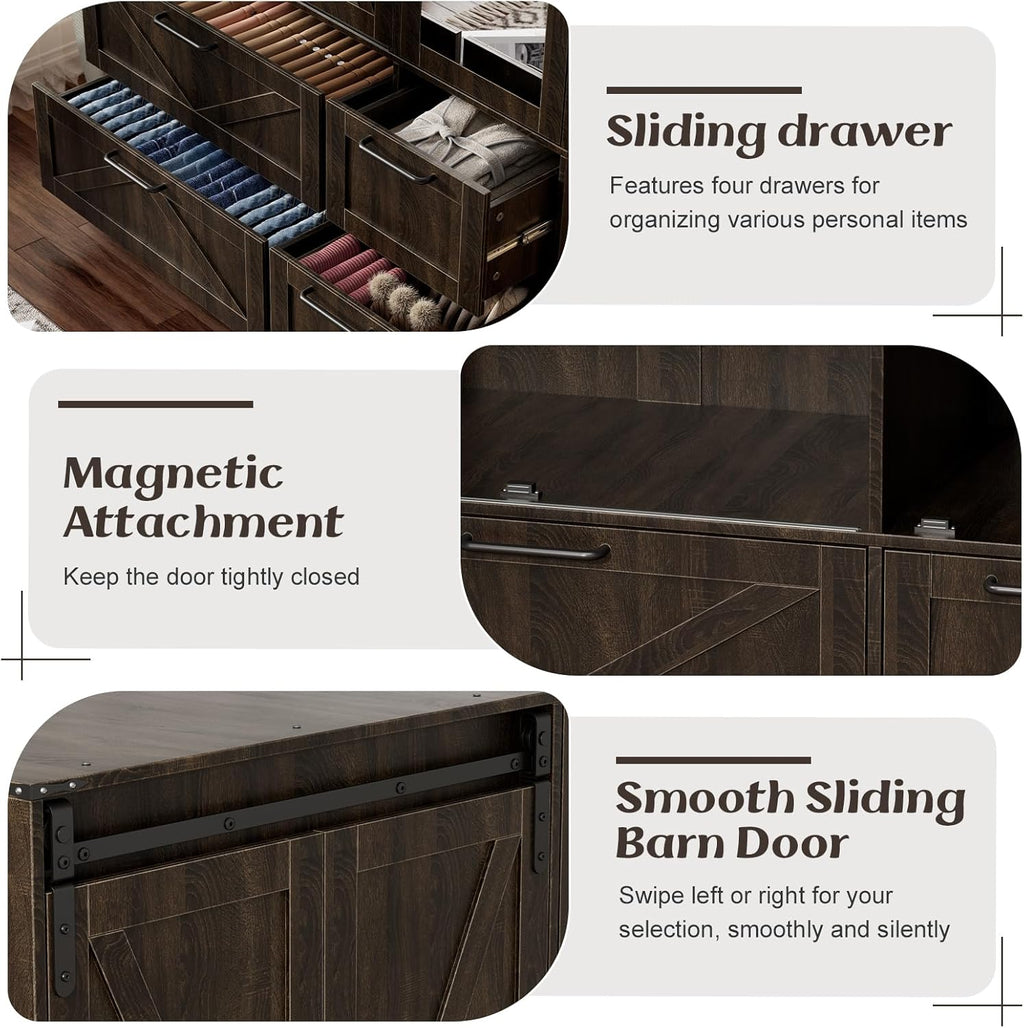 Sliding Door Wardrobe with Mirror LED