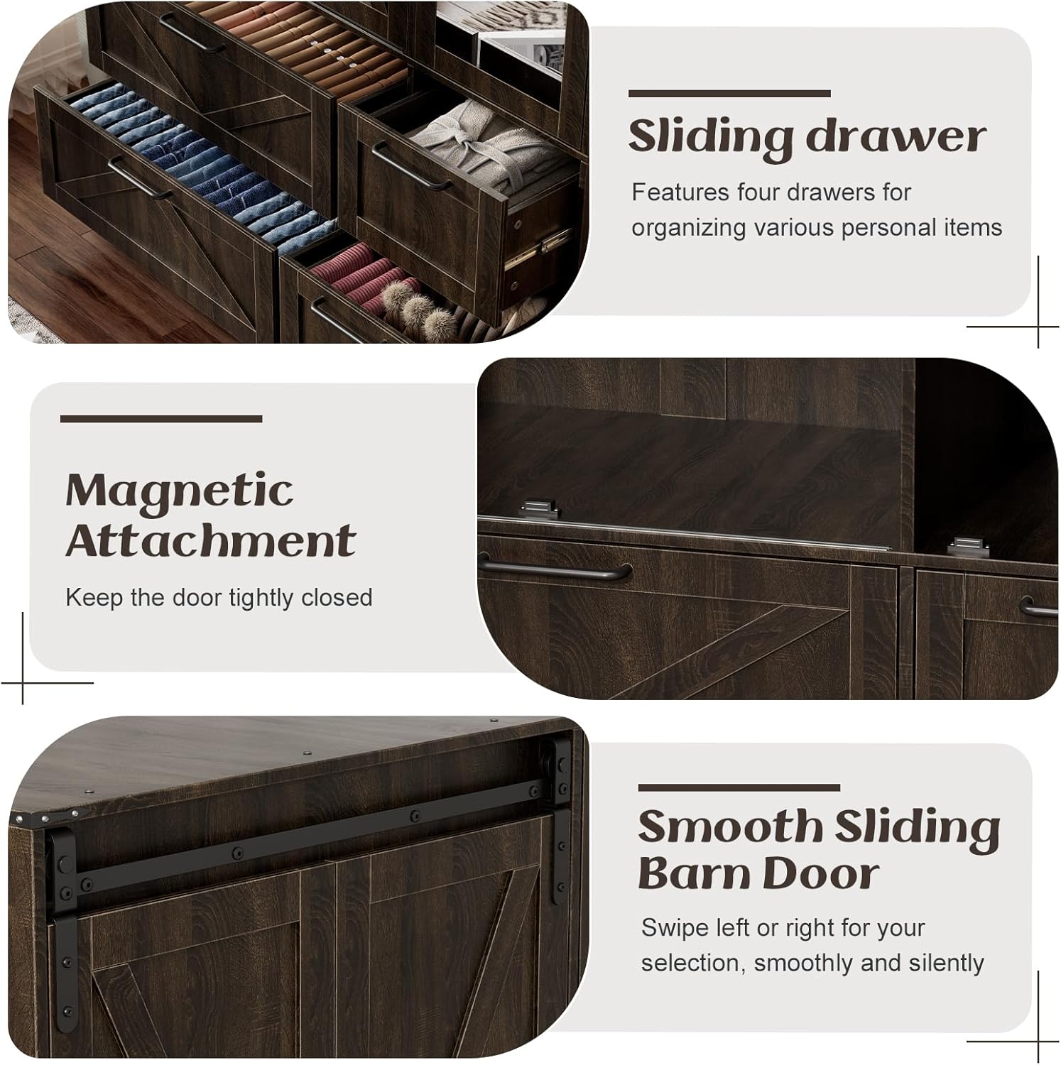 Sliding Door Wardrobe with Mirror LED