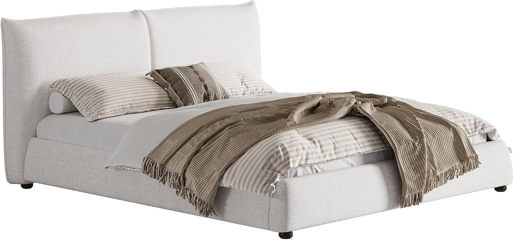 White Linen Cloud Platform Pillow Bed