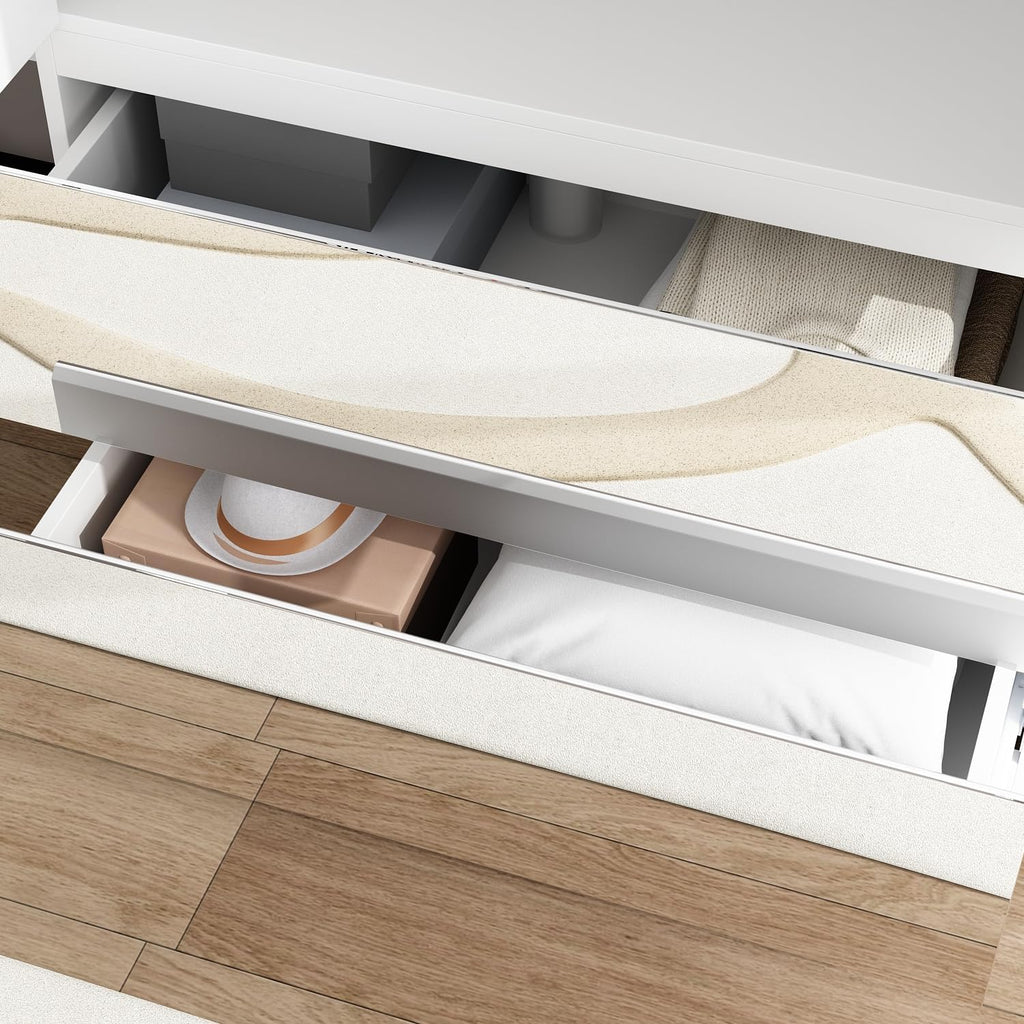 White Wardrobe Mirror Drawers Shelves