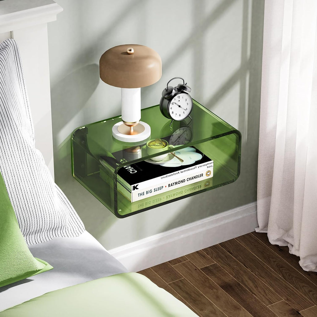 Green Small Wall Mounted Acrylic Floating Nightstand