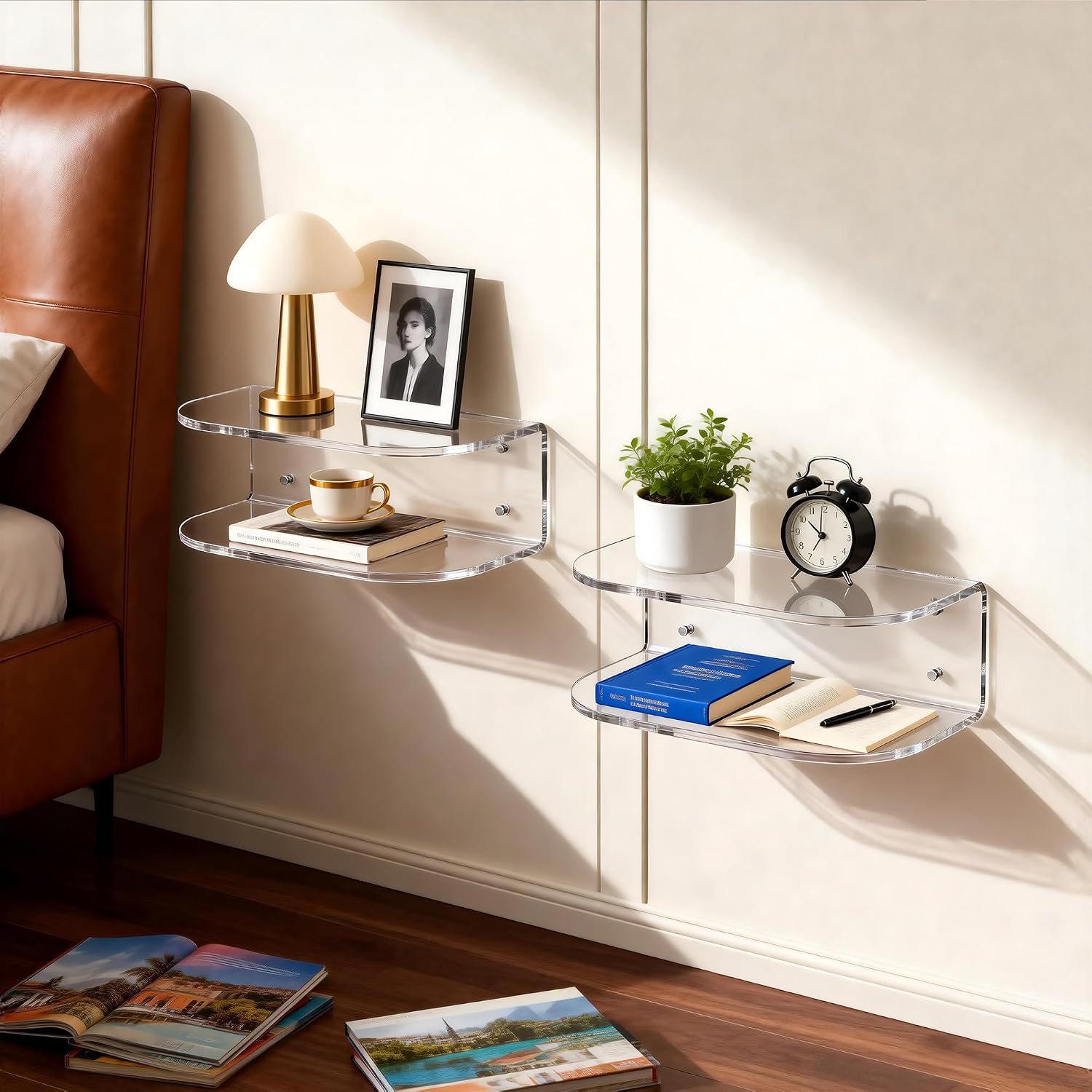 Clear Set of 2 Acrylic Floating Nightstands