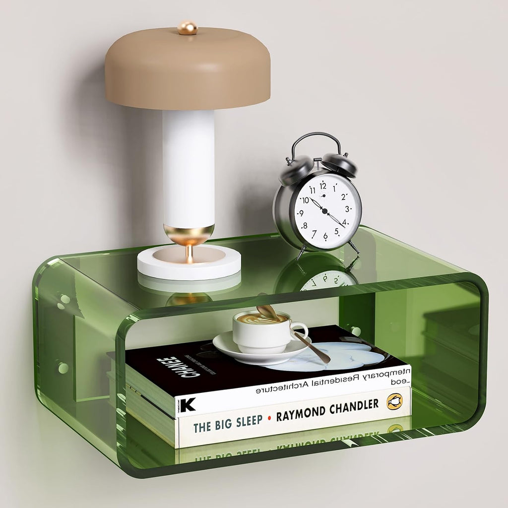 Green Small Wall Mounted Acrylic Floating Nightstand
