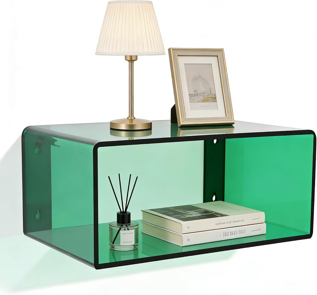 Green Wall Mounted Acrylic Floating Nightstand