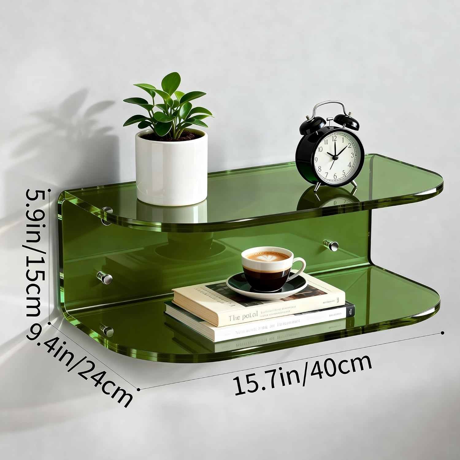 Green Wall Mounted Acrylic Floating Nightstand