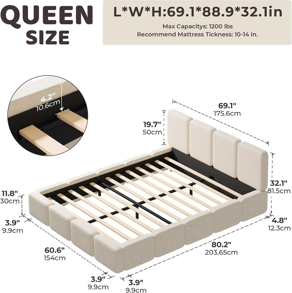 Cloud Upholstered Low Platform Bed