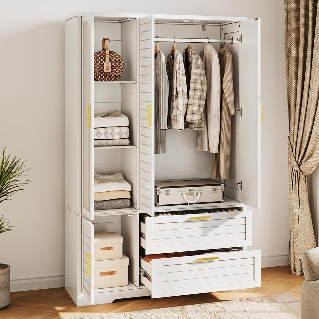 White Wardrobe Mirror Doors Drawers
