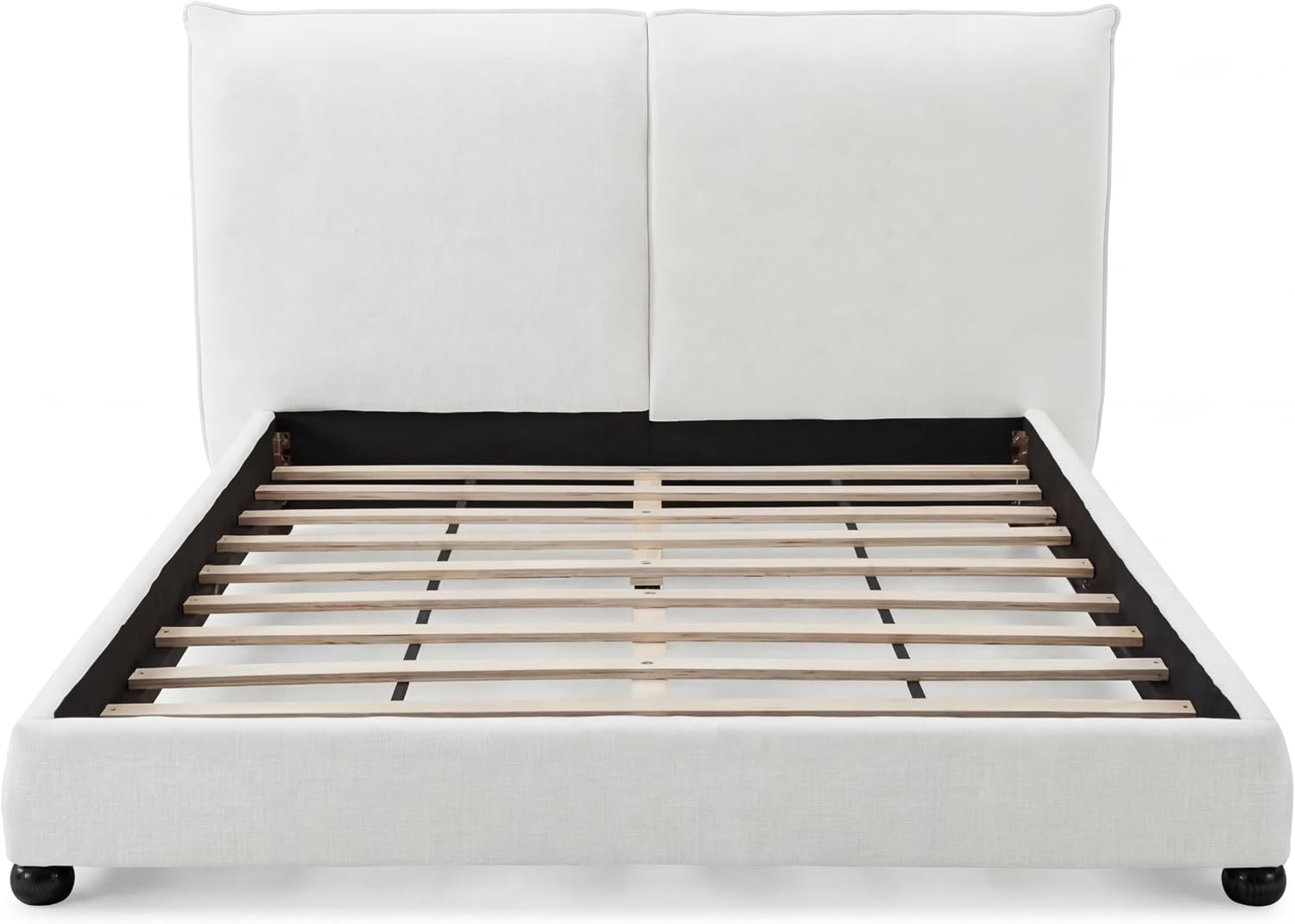 White Linen Platform Pillow Headboard