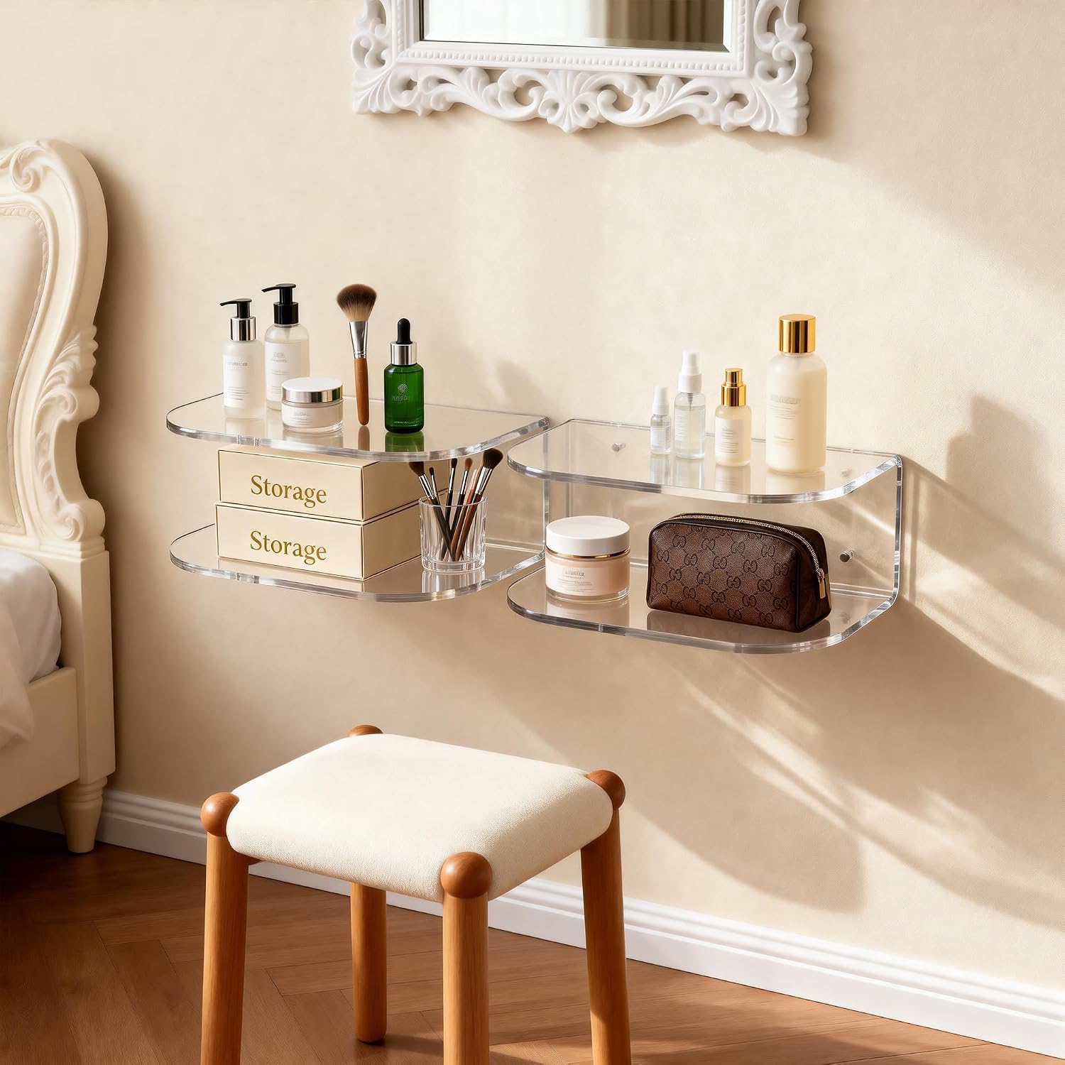 Clear Set of 2 Acrylic Floating Nightstands