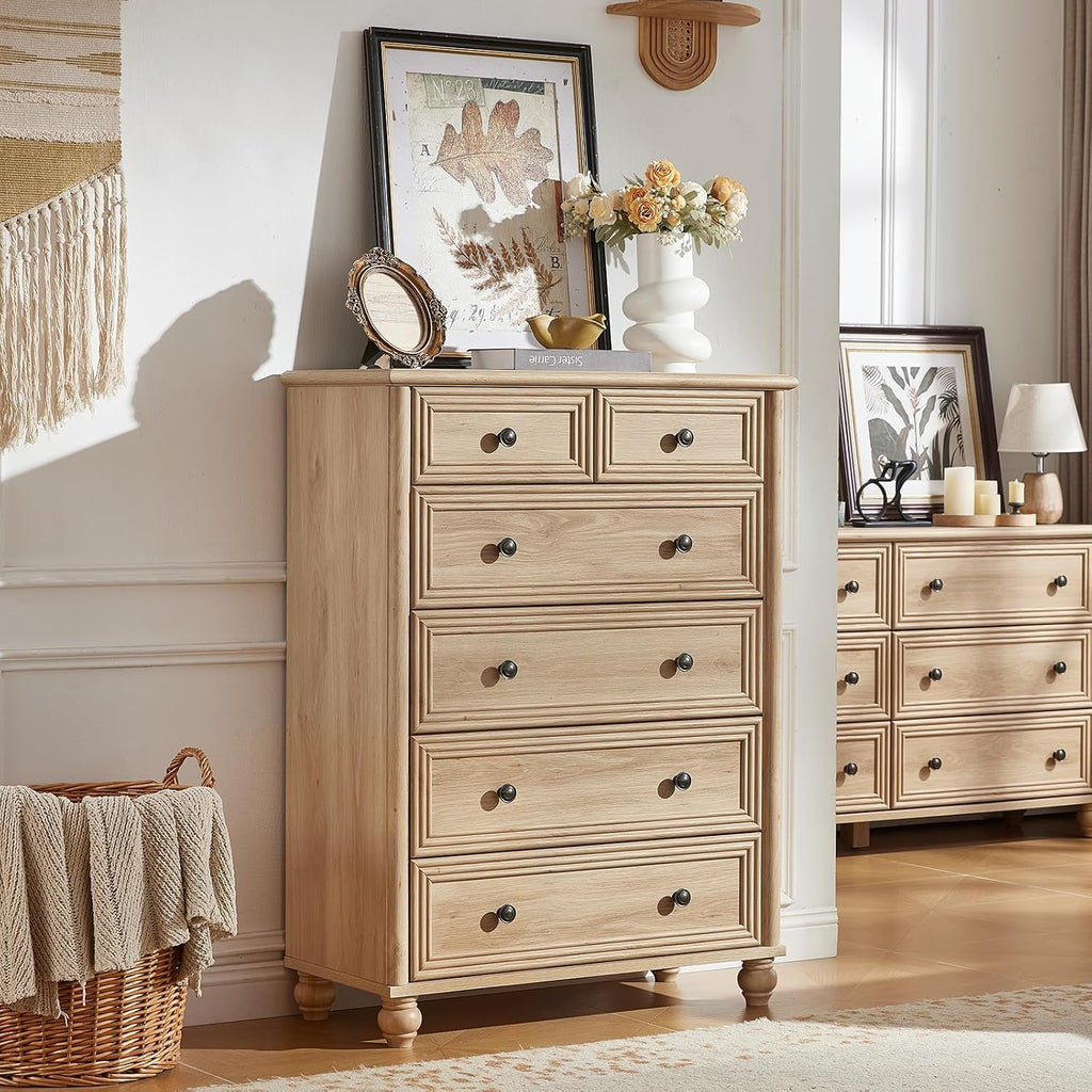 Natural Farmhouse 6 Drawer Dresser Set