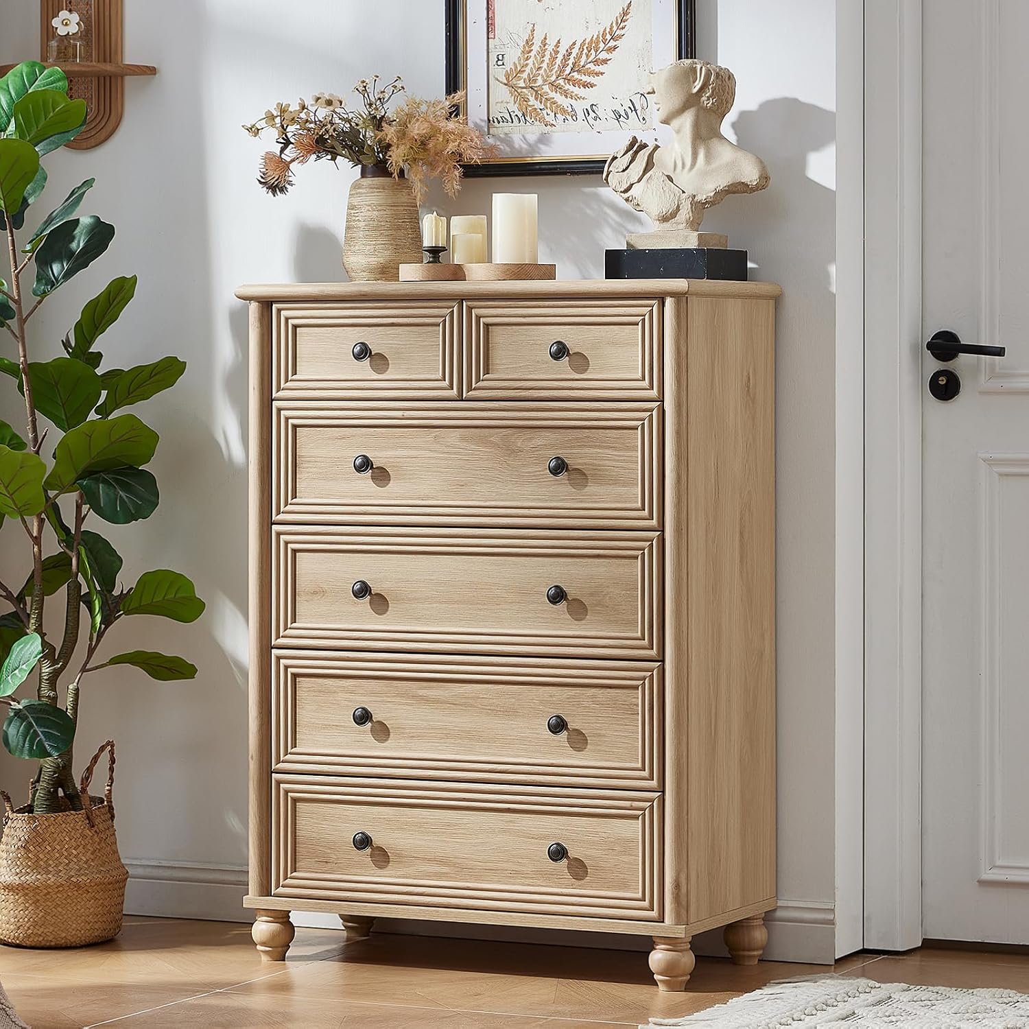 Natural Farmhouse 6 Drawer Dresser Set