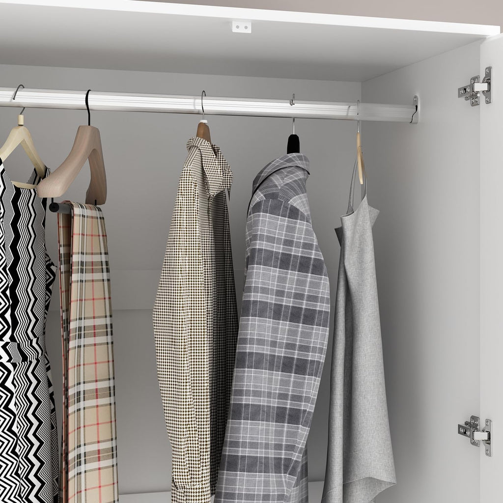 White Wardrobe Mirror Drawers Shelves
