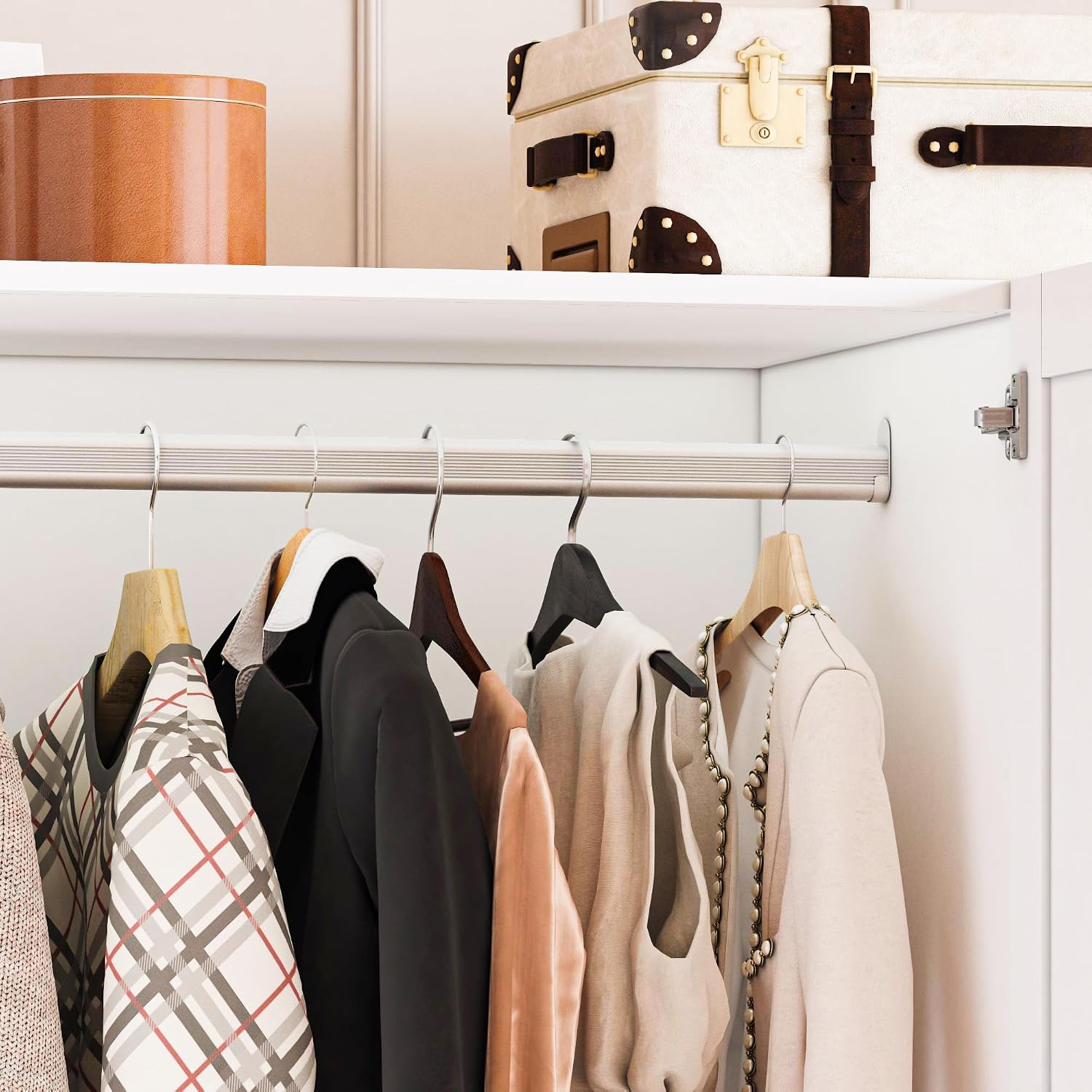 White Mirrored Wardrobe Drawers LED
