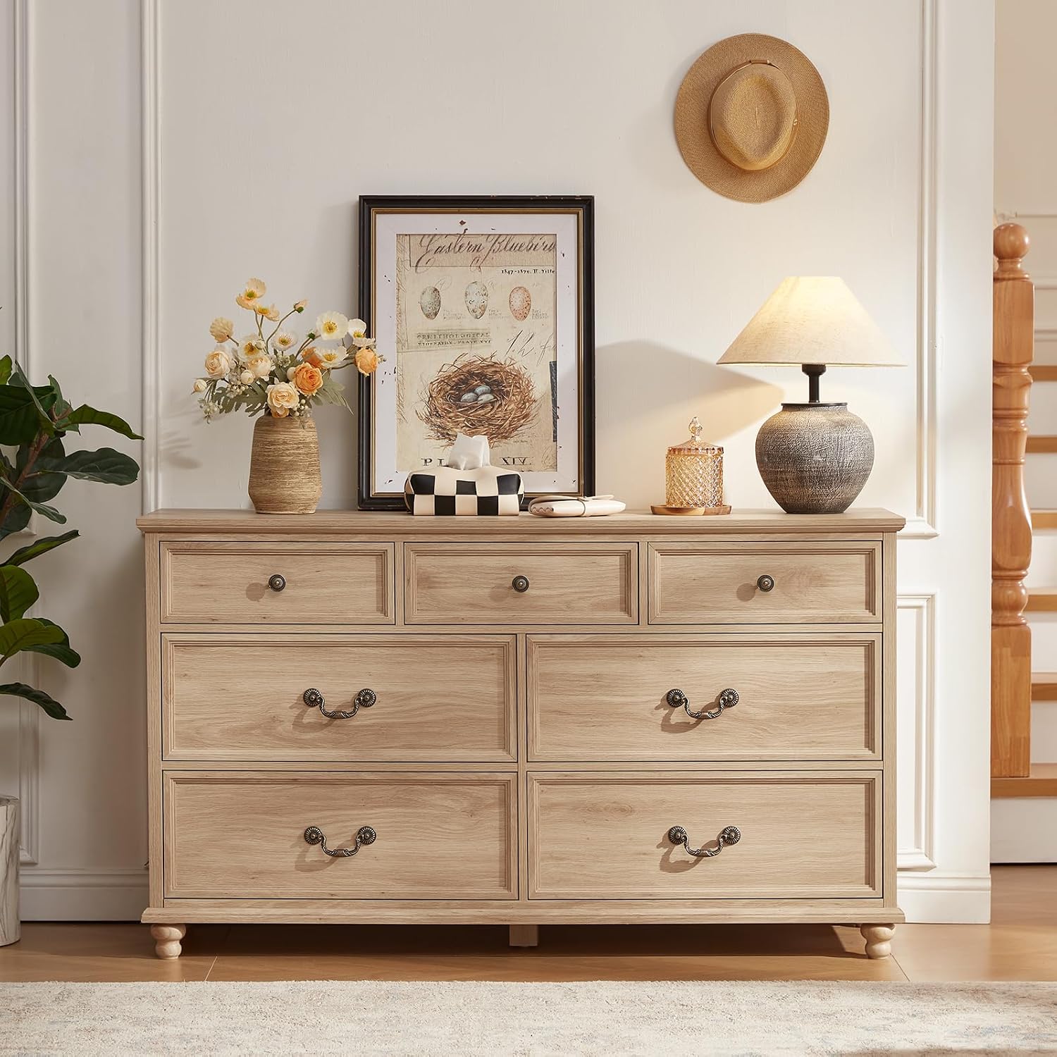 Natural Farmhouse 7 Drawer Wide Dresser