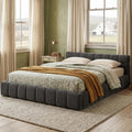 Dark Grey Chenille Platform Bed Headboard