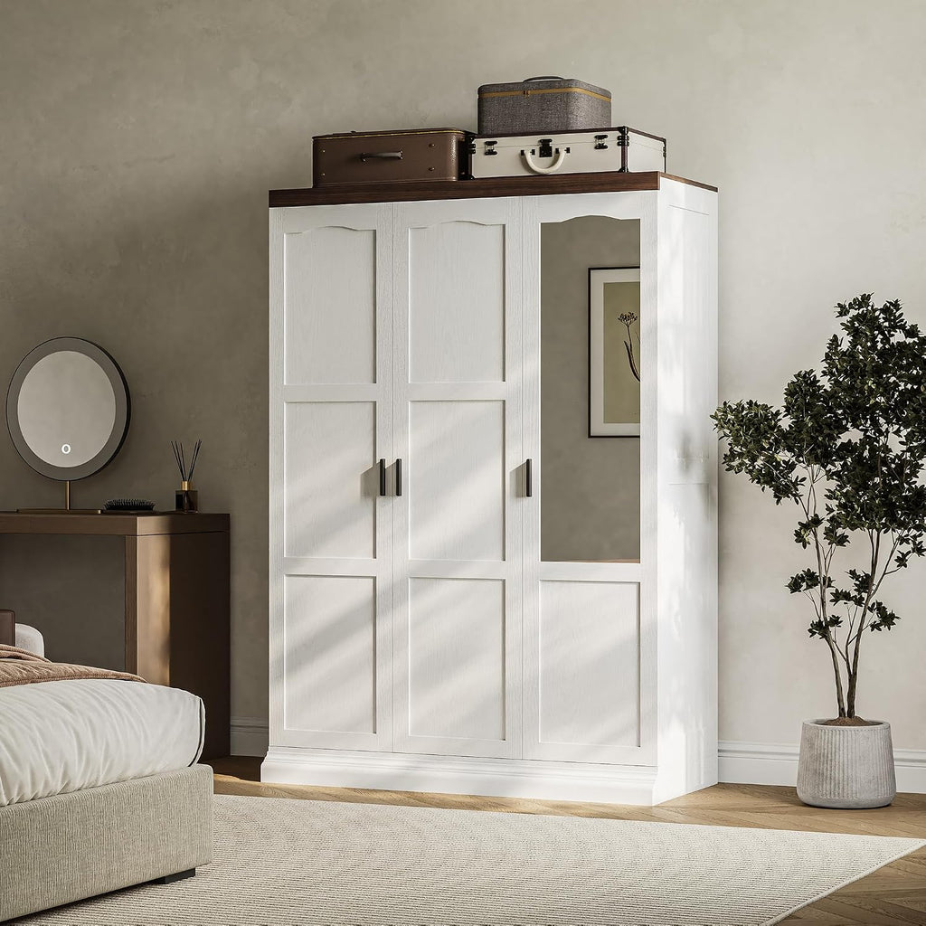 White Wardrobe Mirror Rods Shelves