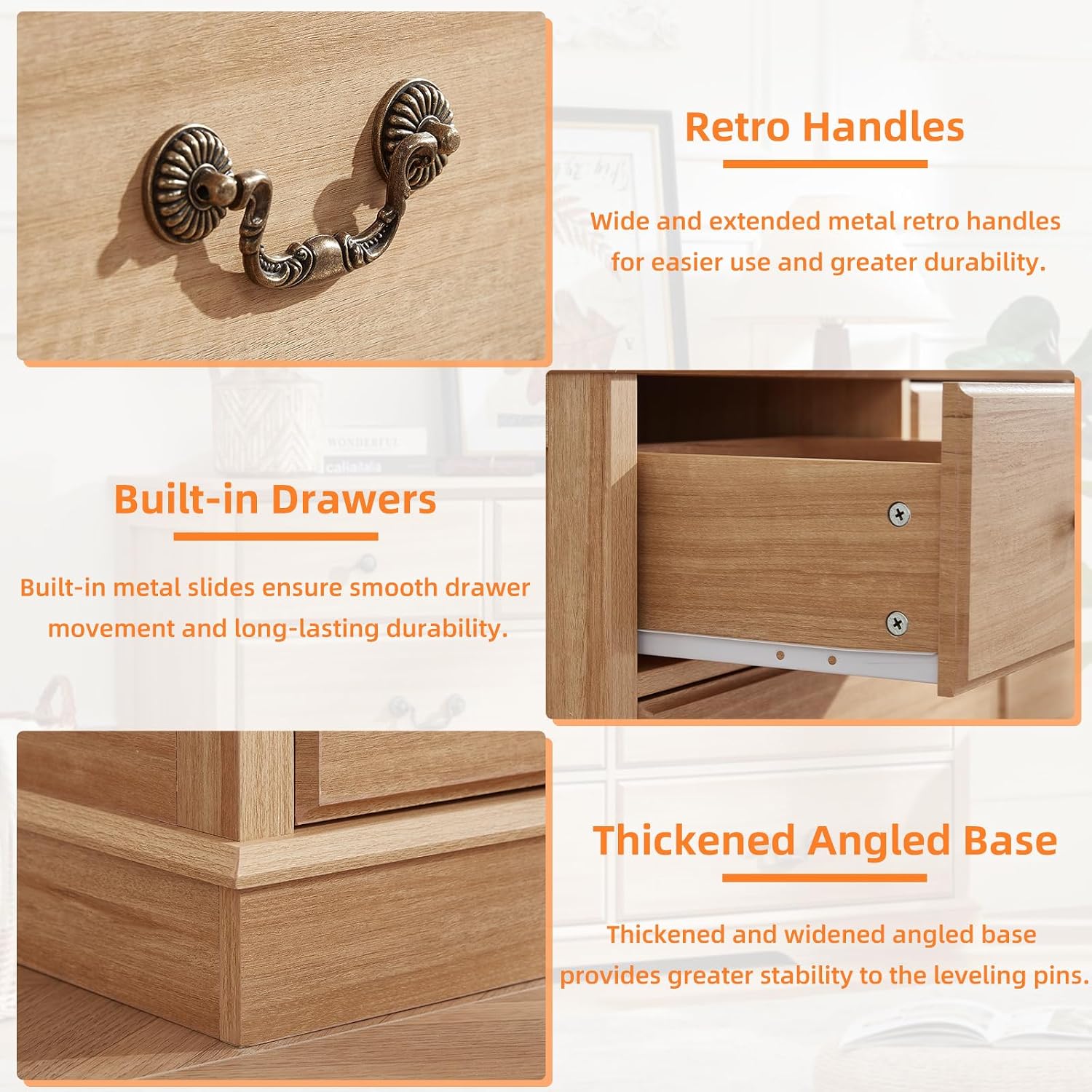 Natural Farmhouse 7 Drawer Wooden Dresser