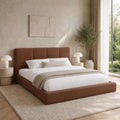 Brown Upholstered Platform Steel Bed