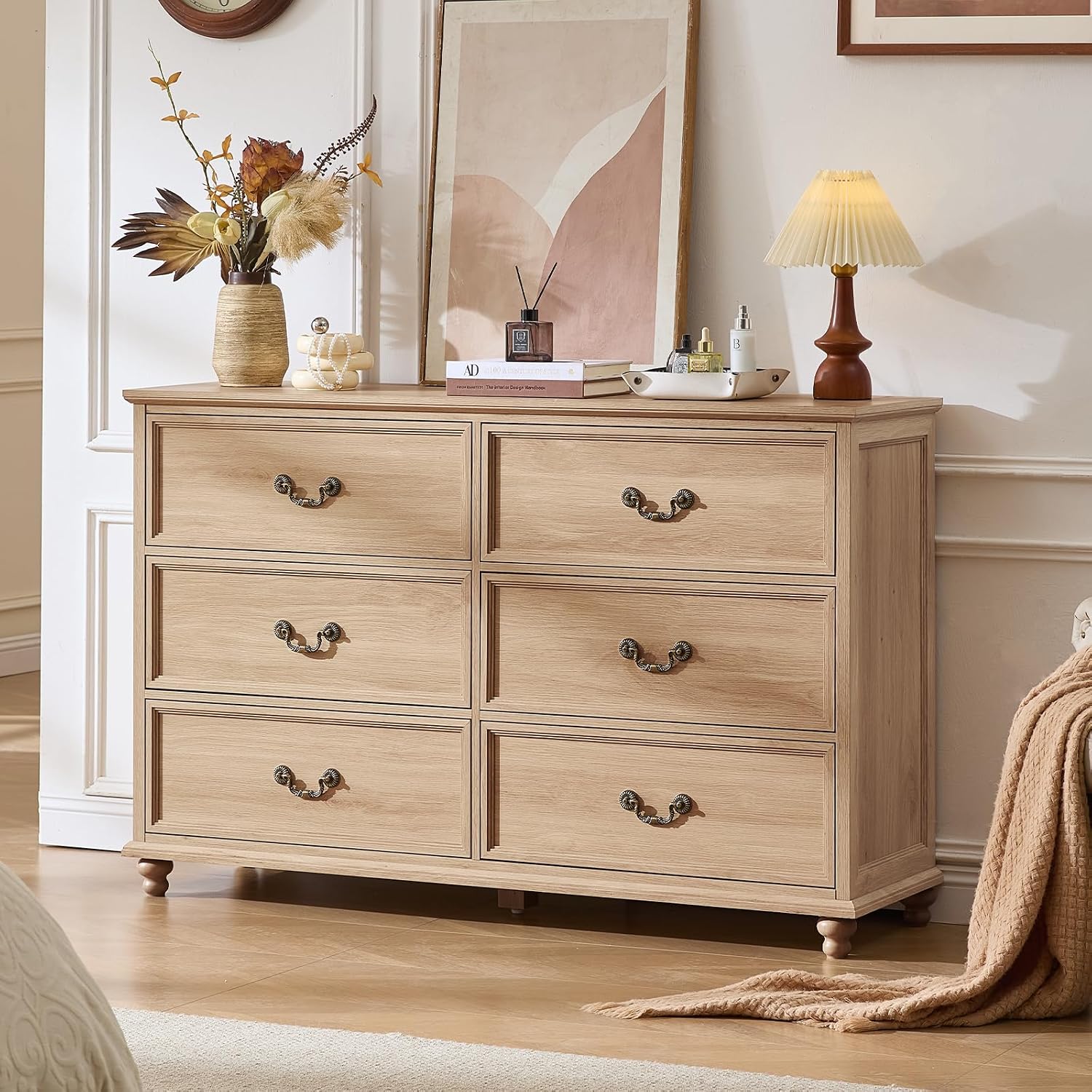 Natural Farmhouse 6 Drawer Wide Dresser