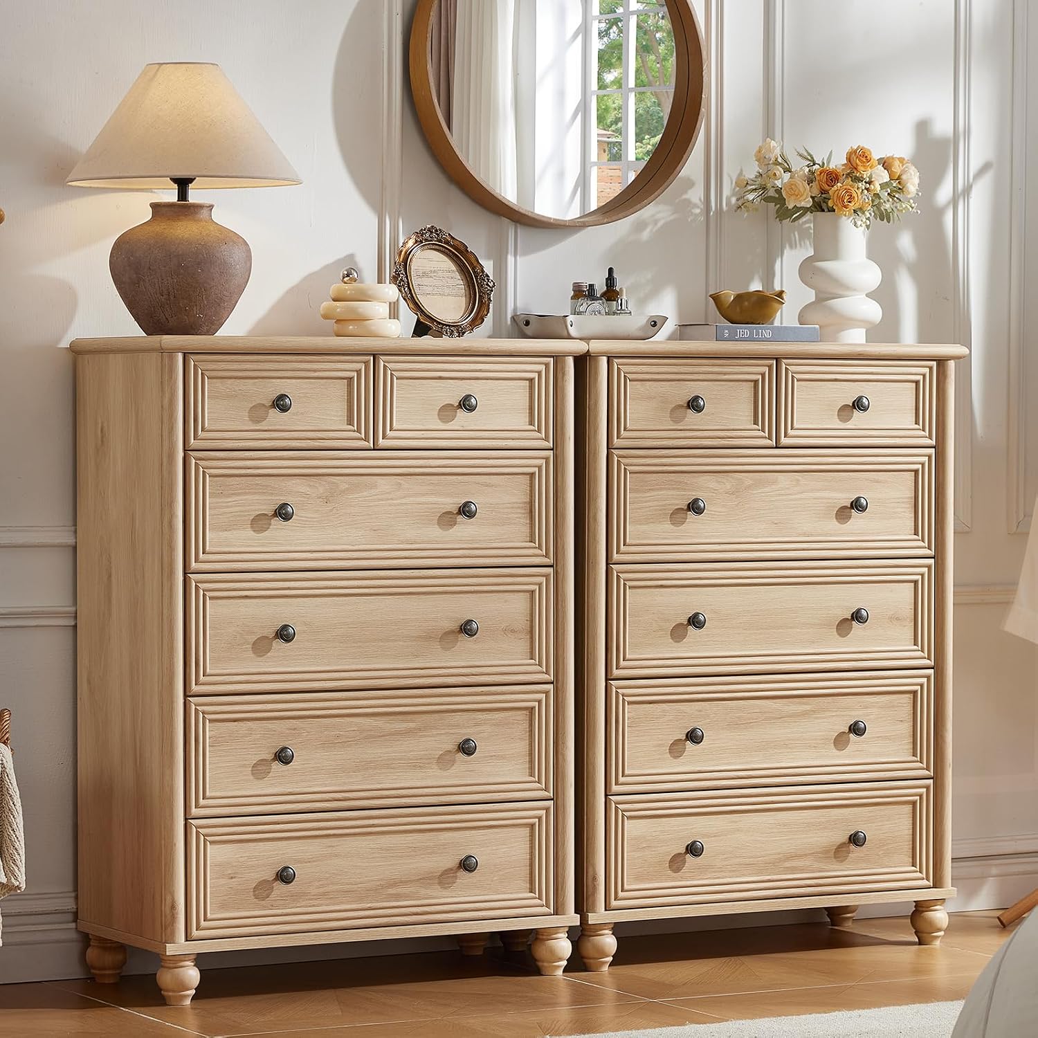 Natural Farmhouse 6 Drawer Dresser Set
