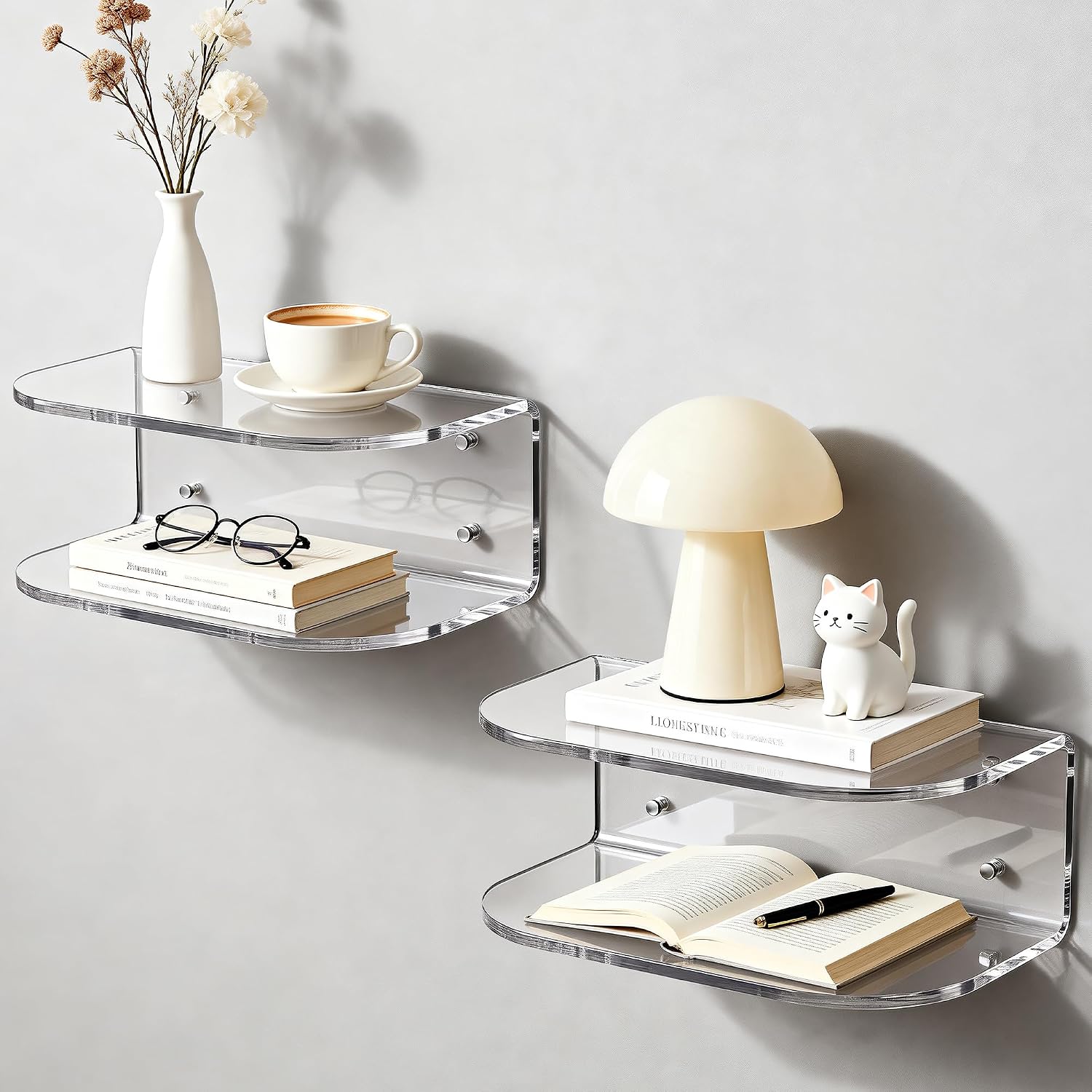 Clear Set of 2 Acrylic Floating Nightstands