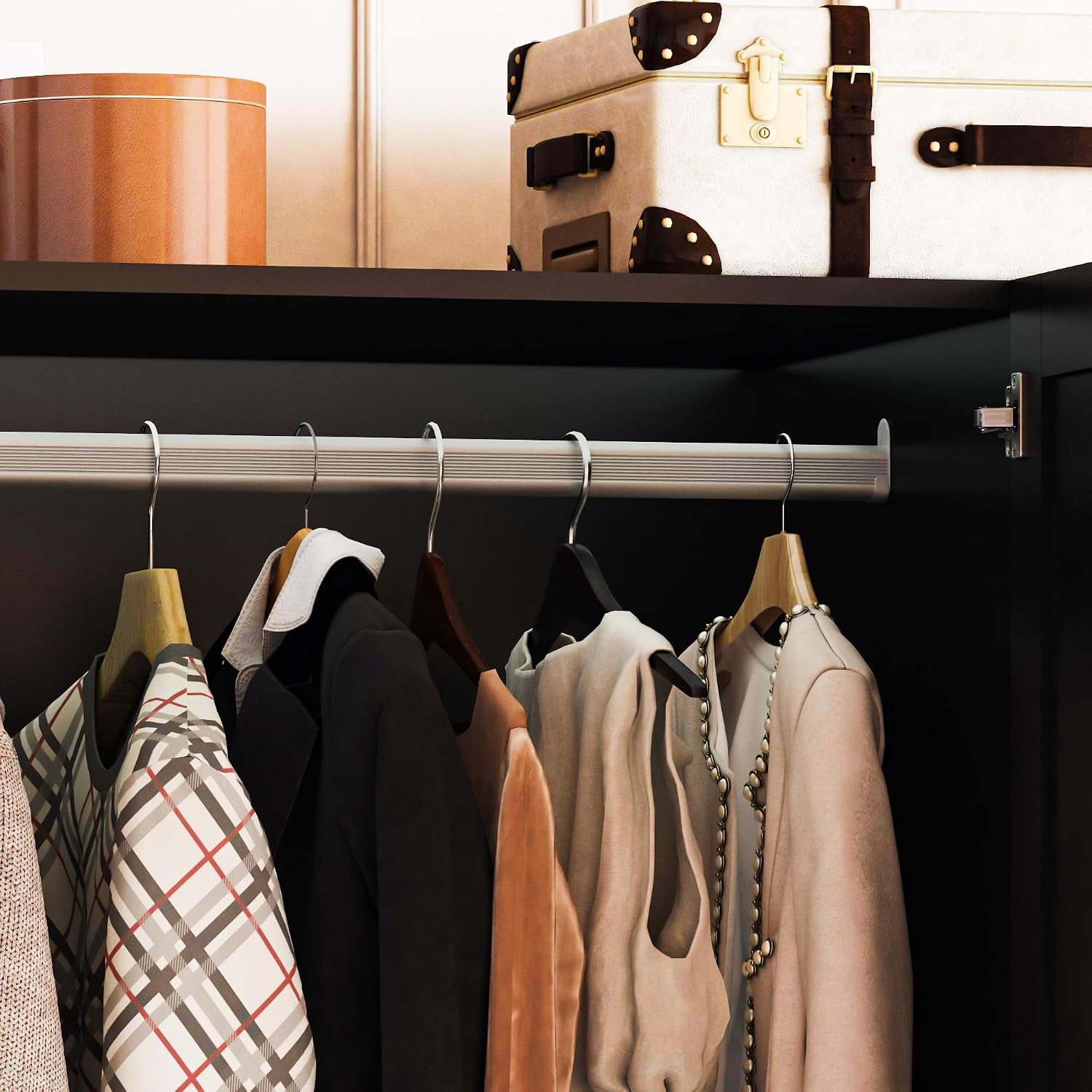 Black Mirrored Wardrobe Drawers LED