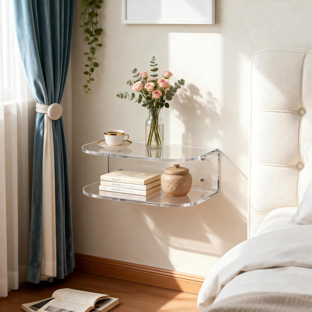 Clear Wall Mounted Acrylic Floating Nightstand