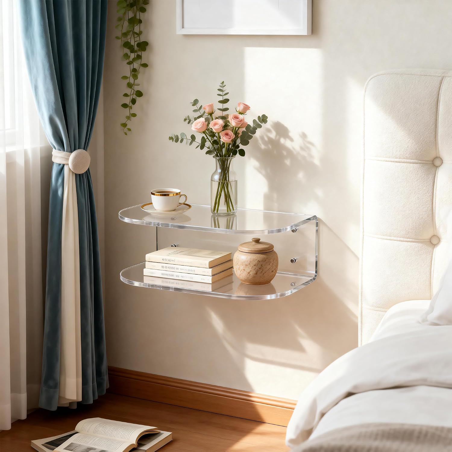 Clear Wall Mounted Acrylic Floating Nightstand
