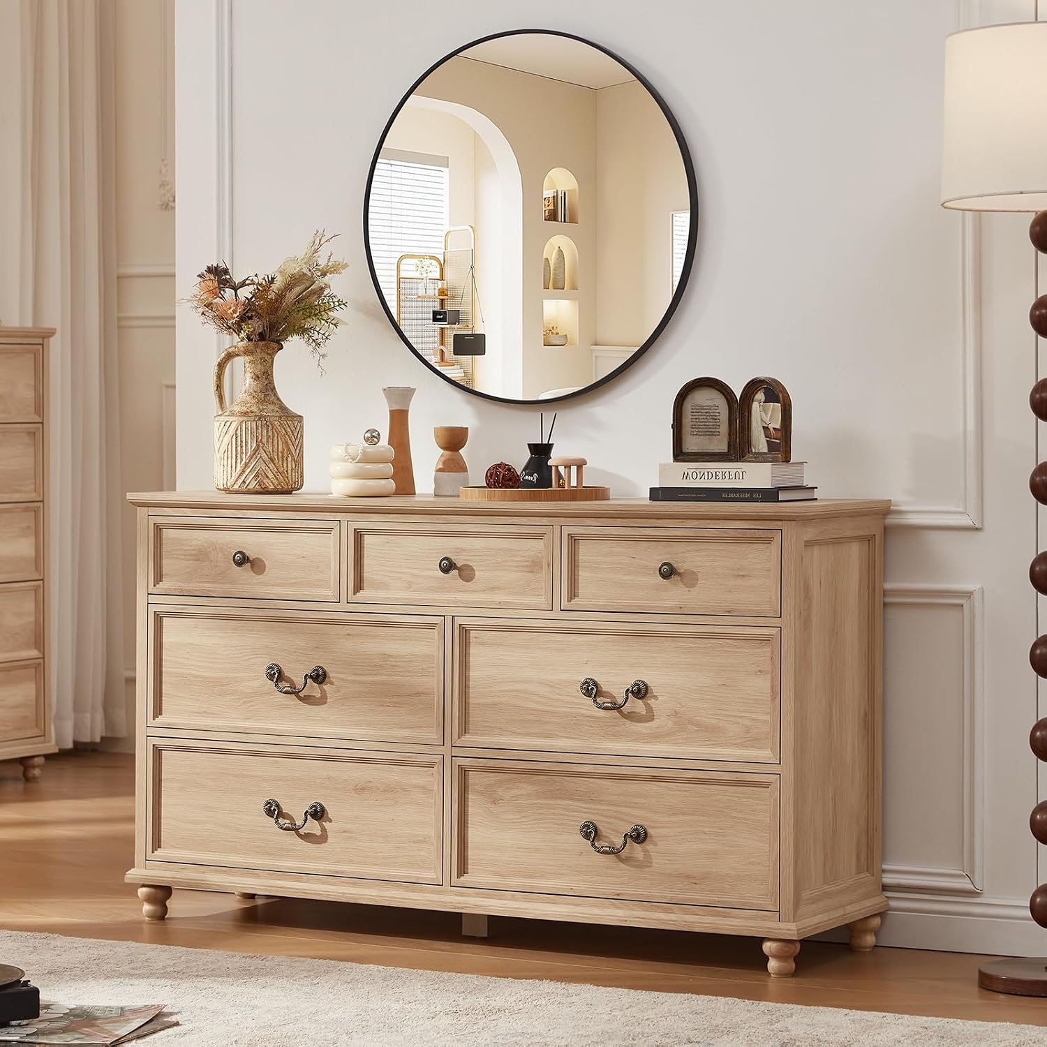 Natural Farmhouse 7 Drawer Wide Dresser