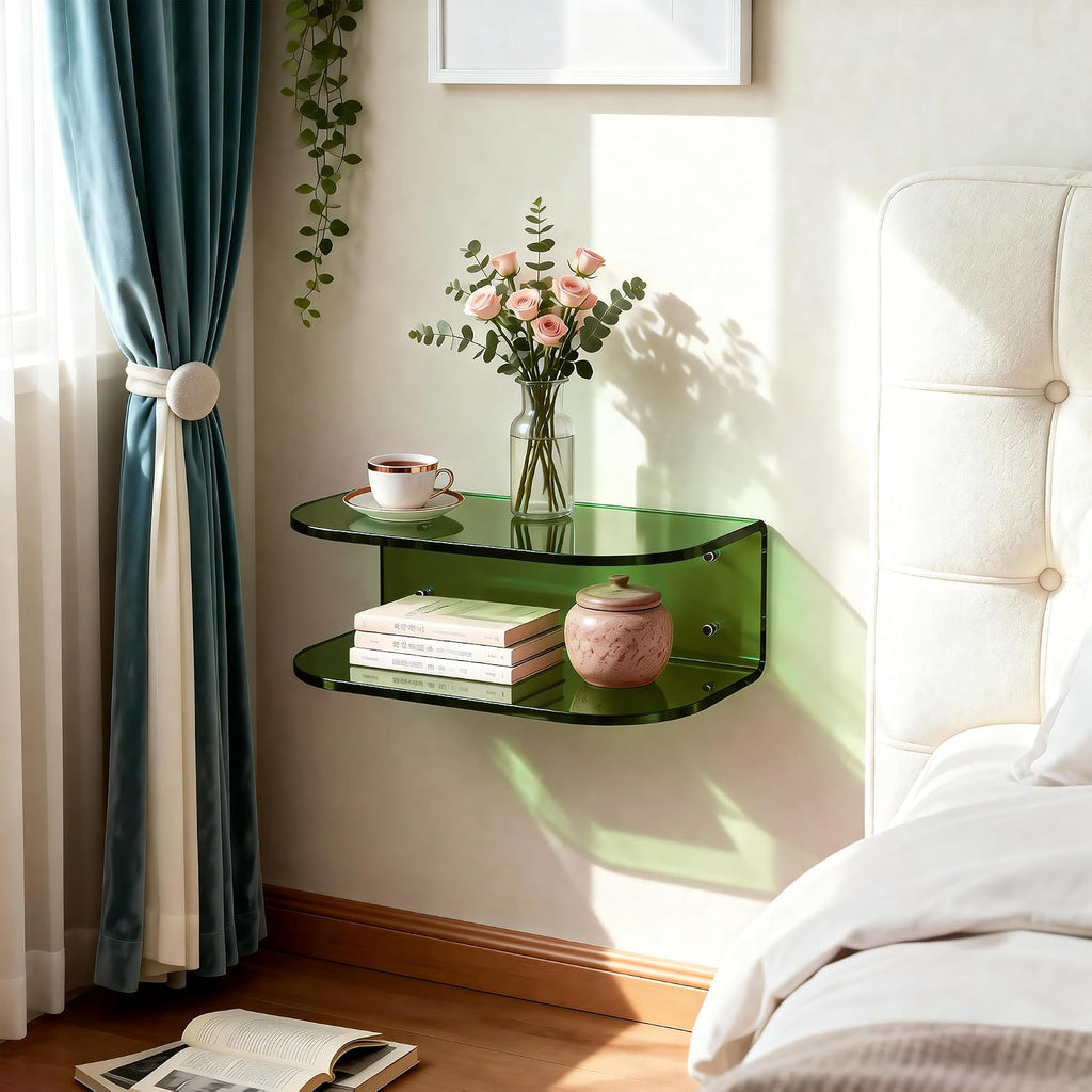 Green Wall Mounted Acrylic Floating Nightstand