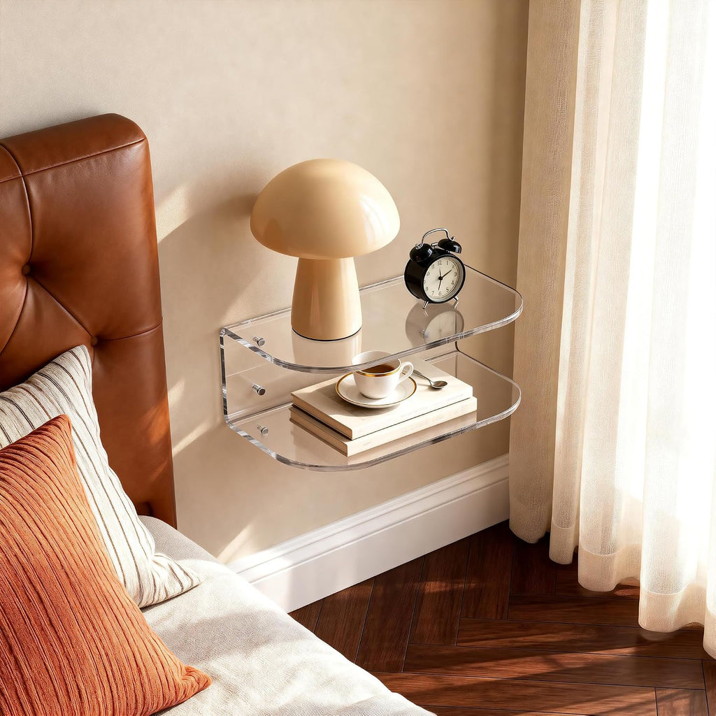 Clear Wall Mounted Acrylic Floating Nightstand